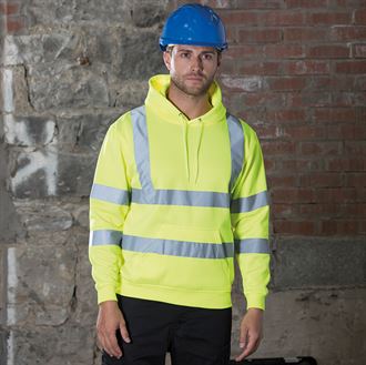 High Visibility Reflective Safety Hoodie - Bright Workwear for Night Running, Cycling & Construction - Unisex Pullover with Reflective Strips