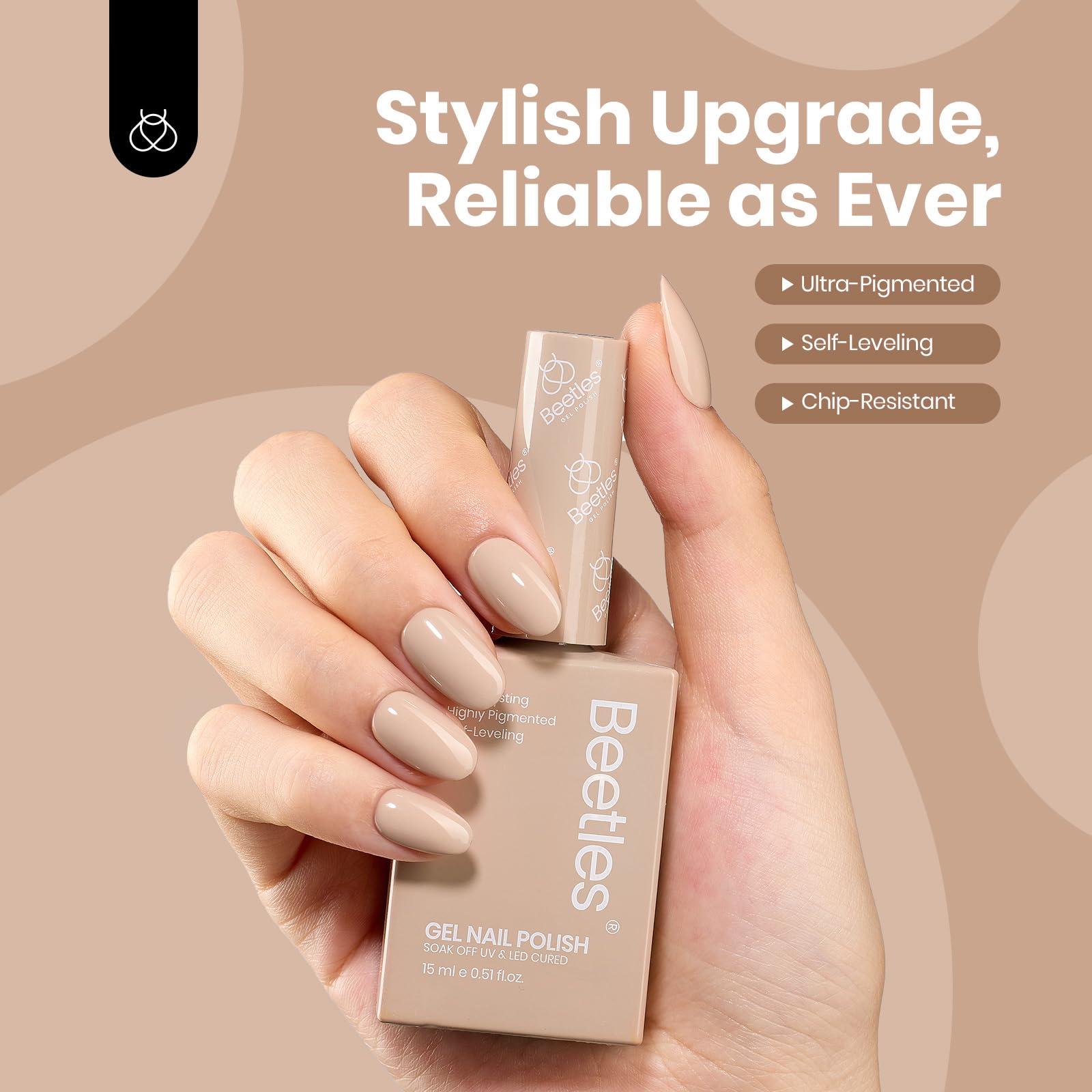 Beetles Nude Brown Gel Nail Polish - 15ml Neutral Beige Tan Soak Off UV LED Gel Polish for Salon & DIY Manicure | Long Lasting Nail Art for Home Use, Parties & Special Occasions