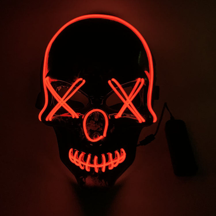 Glow in The Dark Halloween LED Light Up Mask - Scary Glowing Face Cover for Costume Parties & Trick or Treating
