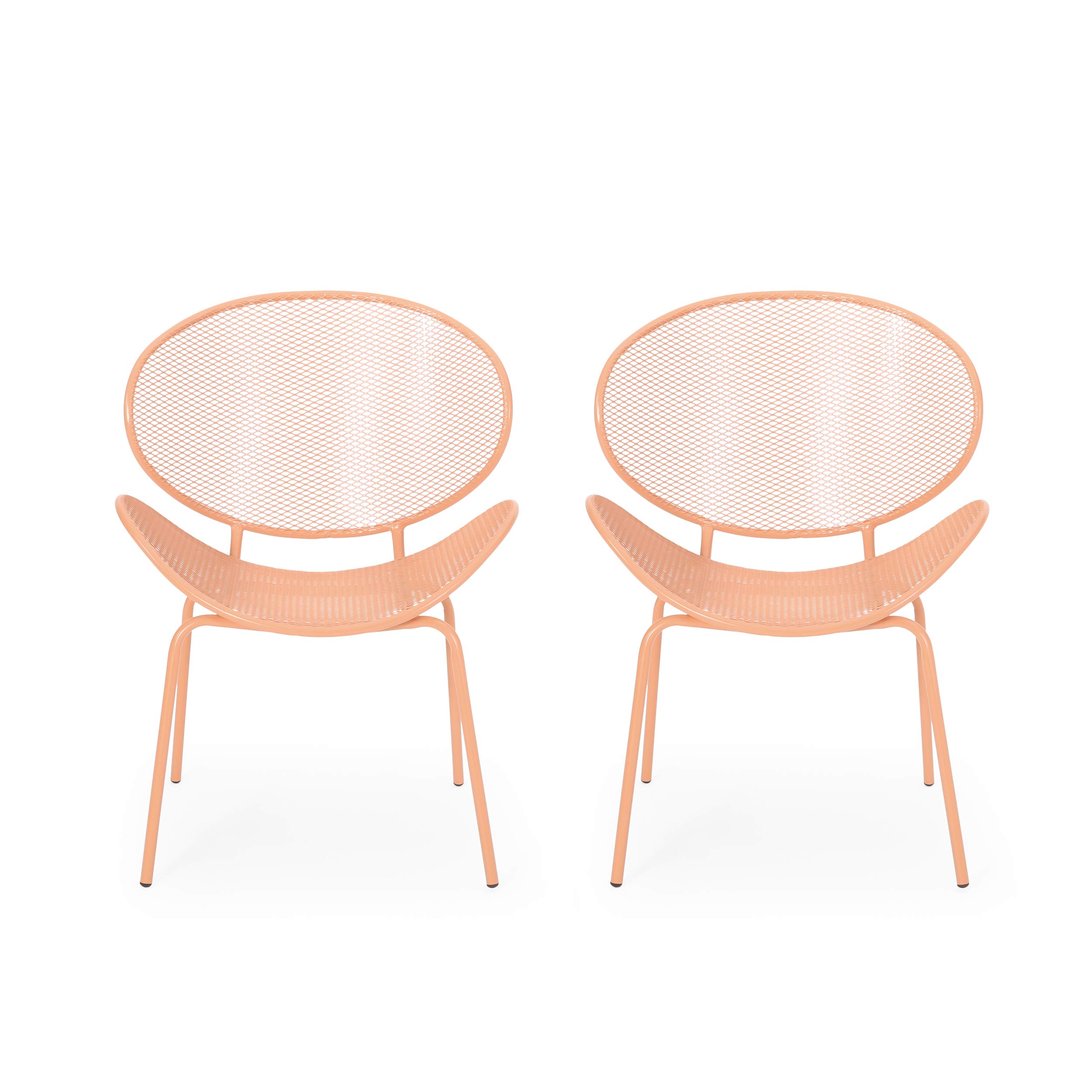GDF Studio Outdoor Dining Chairs (Set of 2) - Matte Orange Patio Furniture for Backyard, Garden, Poolside & Balcony - Weather-Resistant Stackable Chairs for Outdoor Entertaining