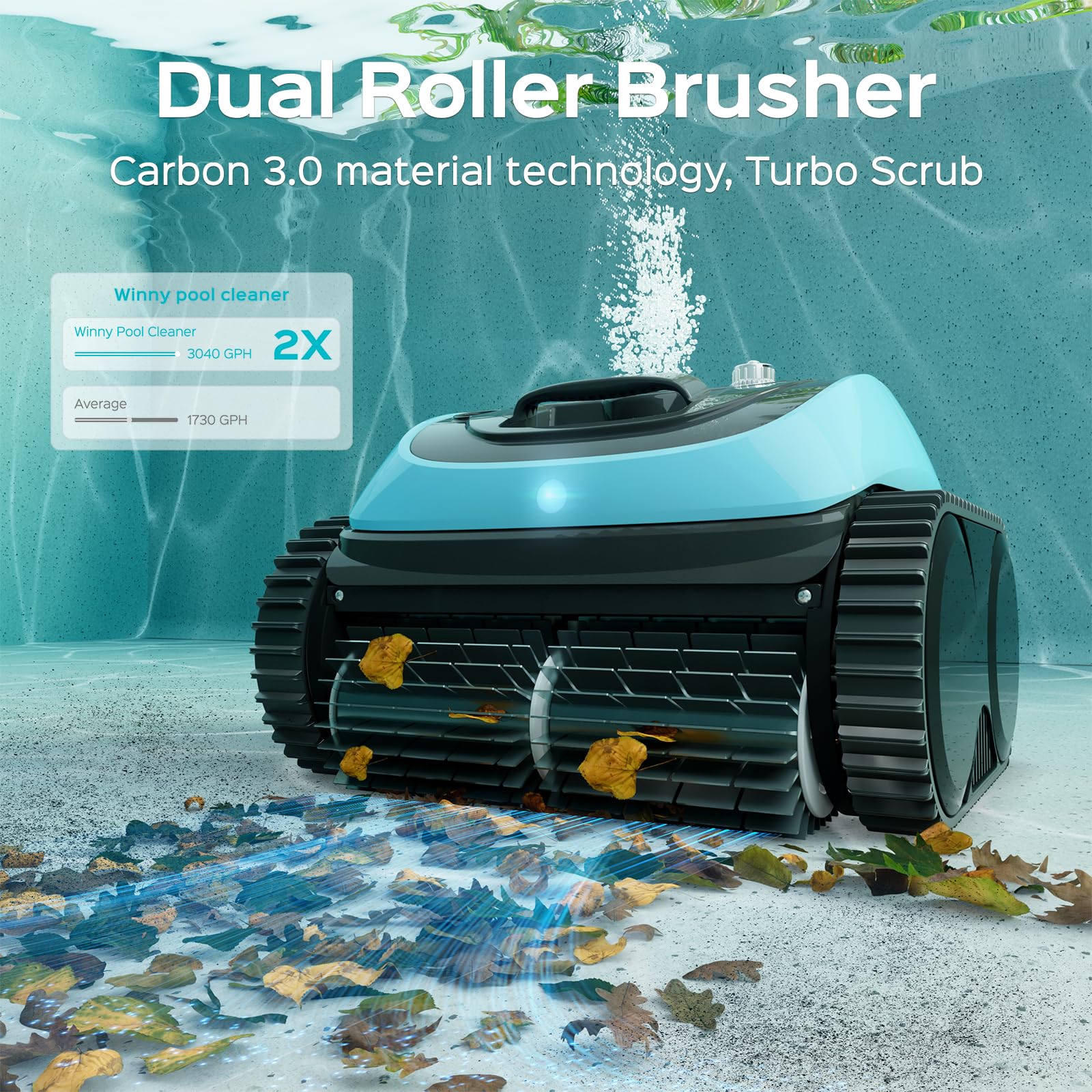 Cordless Robotic Pool Cleaner for Inground Pools - 150 Min Runtime, Cleans Walls & Waterline - Perfect for Pools up to 1,600 Sq.ft