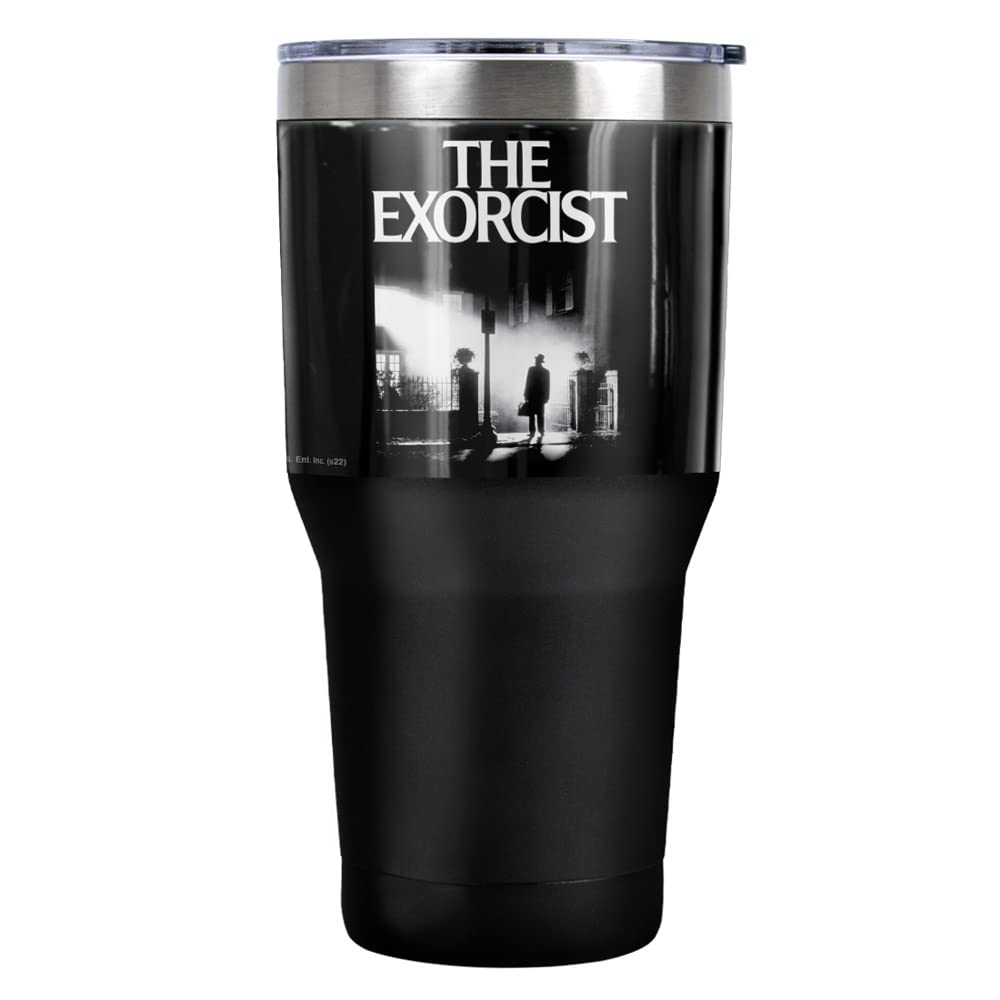 The Exorcist Movie Stainless Steel Tumbler 30oz - Vacuum Insulated Double Wall Coffee Travel Mug with Leakproof Sliding Lid - Perfect for Horror Fans, Office Use & Outdoor Adventures