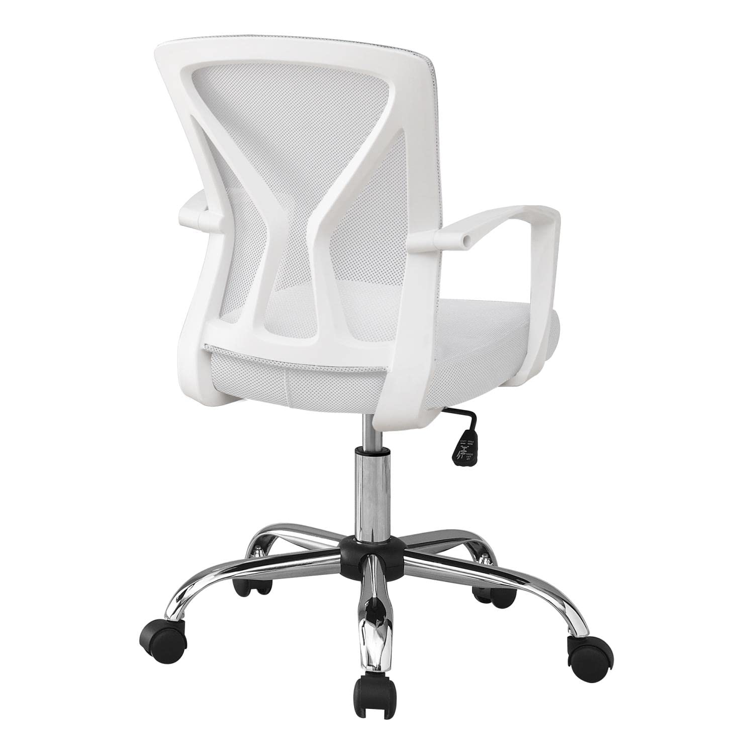 Monarch Specialties I 7462 Ergonomic Office Chair - Adjustable Height, Swivel, Armrests - White Fabric & Chrome Metal Modern Computer Desk Chair for Home Office, Gaming & Workstation Use
