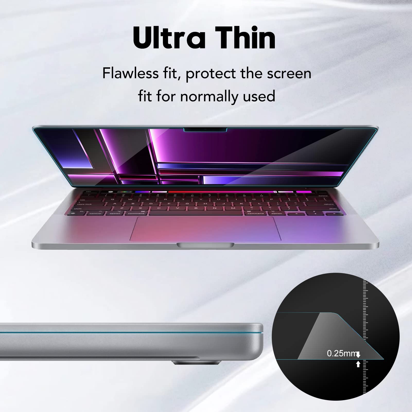 2023 MacBook Pro 14.2'' M2 Pro/M3/M3 Pro/M3 Max Tempered Glass Screen Protector - Ultra Thin, Bubble Free, Scratch Resistant, Touch Sensitive - Perfect for Work, Travel & Home Office Use