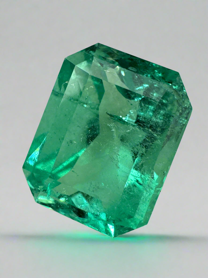 9.51 Carat 14x11mm Genuine Colombian Emerald - Vivid Green Emerald Cut Loose Gemstone for Jewelry Making, Engagement Rings & Luxury Gifts
