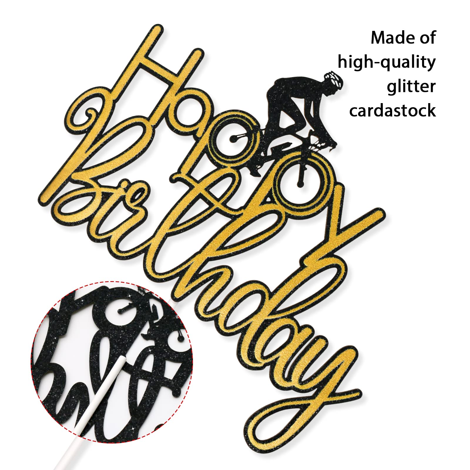 Bicycle Happy Birthday Cake Topper - Bike Theme Party Decorations for BMX Birthday Celebrations | Pre-assembled Decor for Men & Boys | Perfect for Cycling Enthusiast Parties & Bike-Themed Events