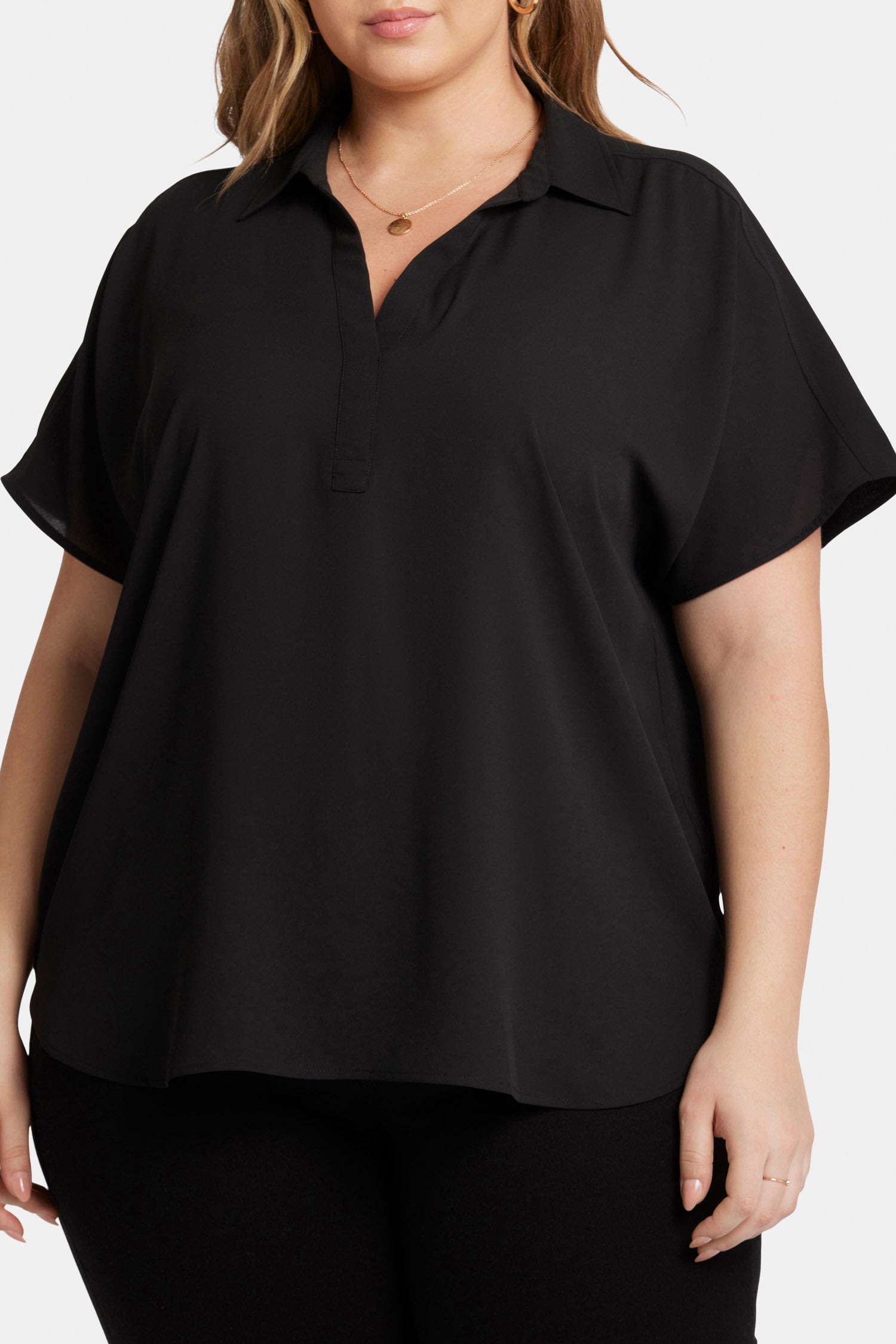 Becky Plus Size Short Sleeve Blouse for Women - Black | Comfortable Casual Top for Work & Everyday Wear