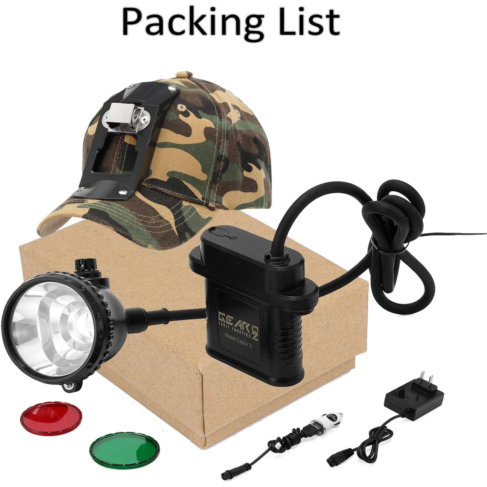 80000 LUX Super Bright Rechargeable LED Hunting Headlamp - Red/White/Green/Amber Light for Coyote, Hog & Predator Hunting - 5 Mode Switch with Soft Cap | Ideal for Night Hunting, Tracking & Outdoor Adventures