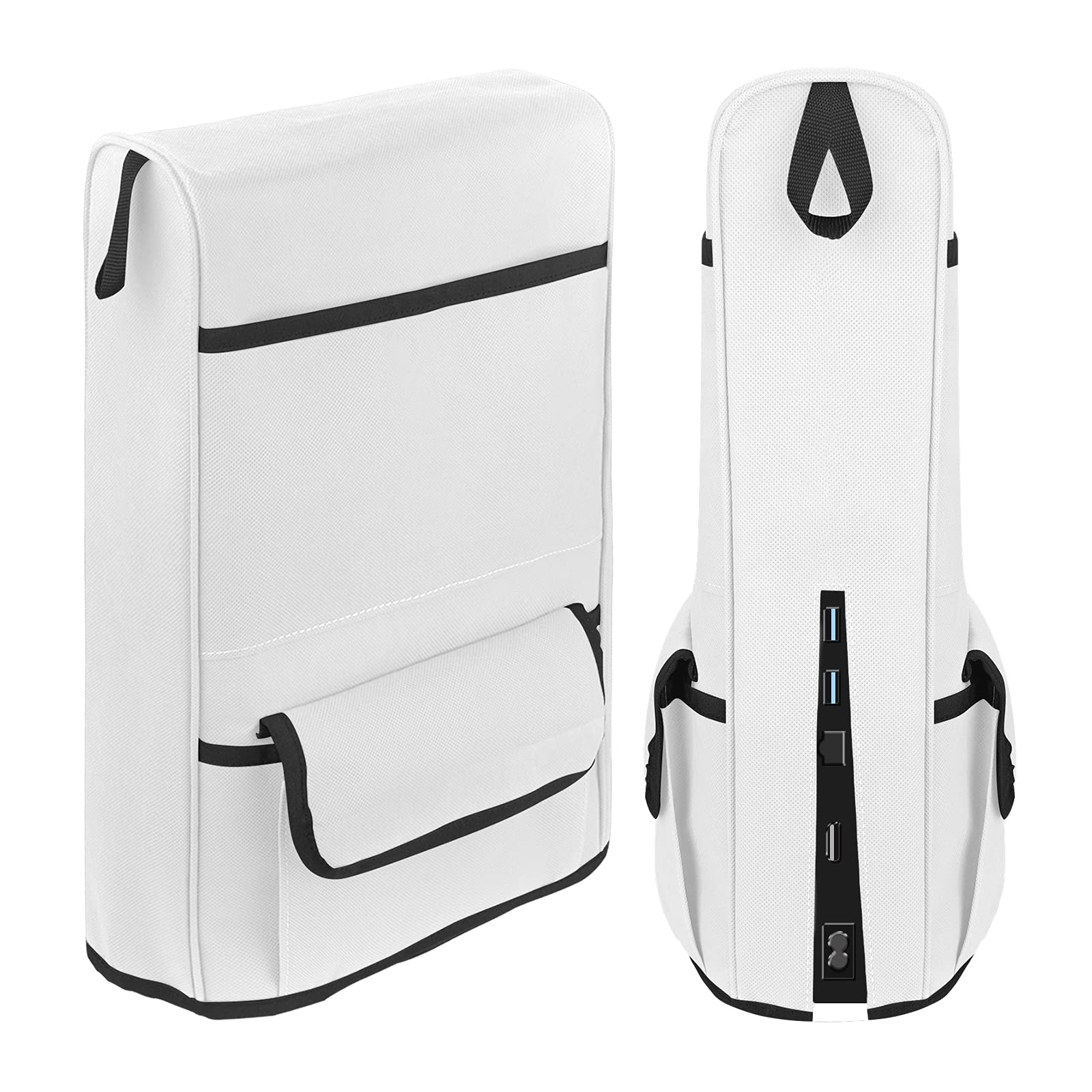 Linkidea PS5 Controller Storage Pocket Protective Cover - Nylon Dustproof & Anti-Scratch Sleeve for Playstation 5 Console (White) - Perfect for Travel, Gaming Parties & Console Protection