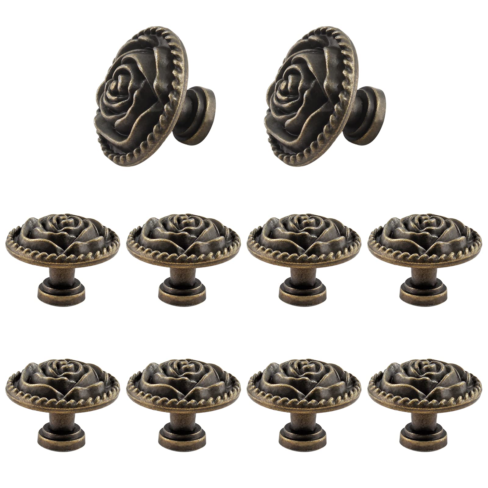 Vintage Bronze Dresser Knobs - 12 Pack Antique Cabinet Knobs & Drawer Pulls for Dresser, Cabinet, Wardrobe - Perfect for Home Decor & Furniture Restoration