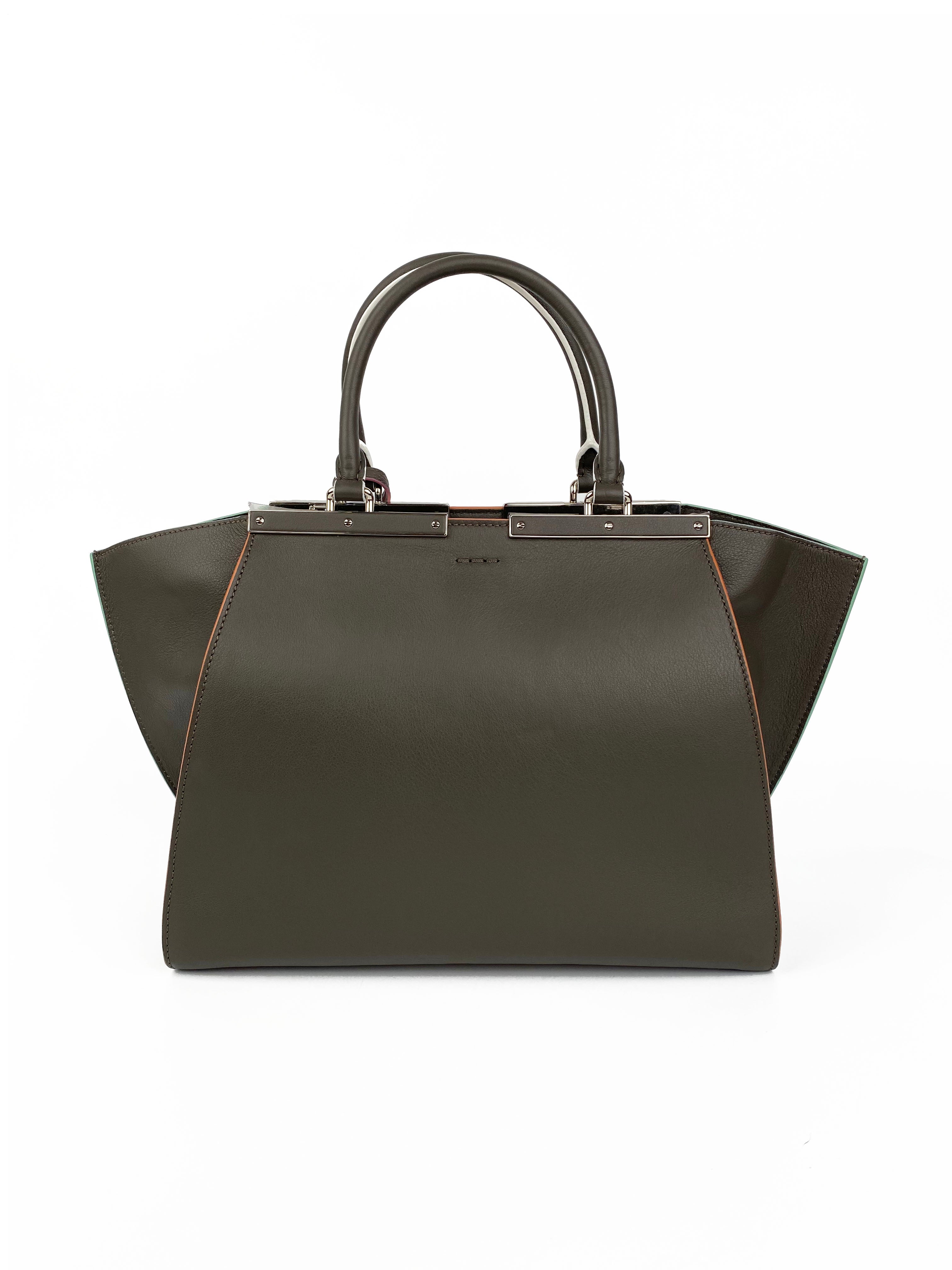 Fendi 2Jours Grey Leather Tote Bag for Women - Luxury Designer Handbag for Work, Travel & Everyday Use