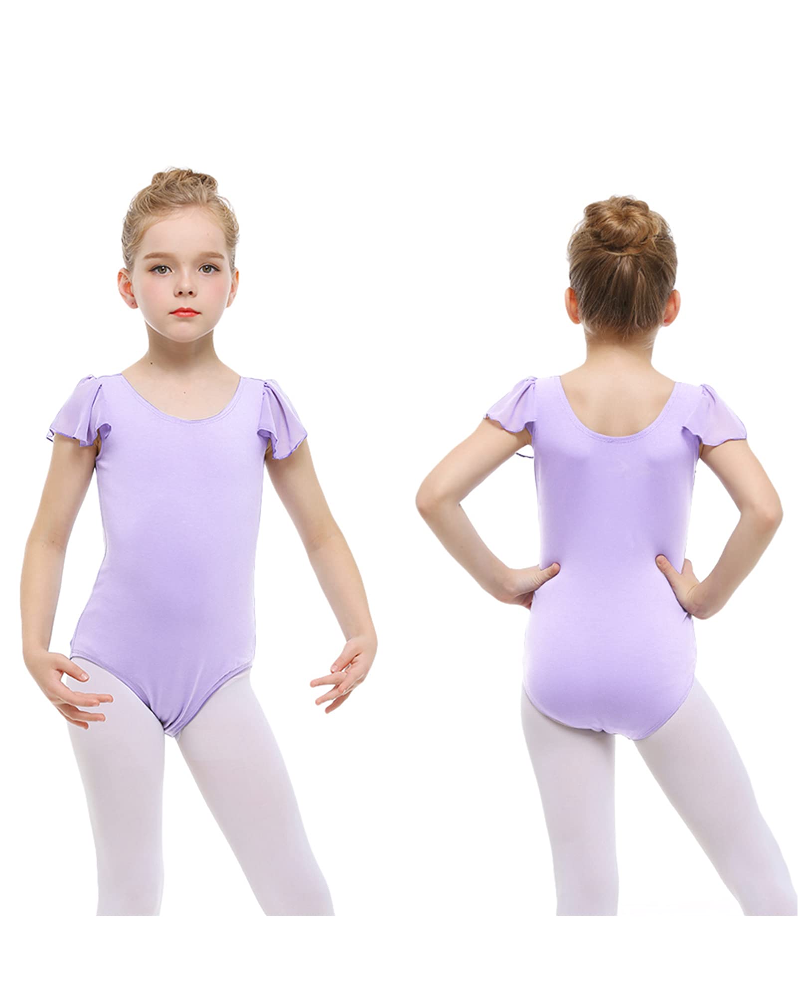 Stelle Girls Ballet Leotard Black Dance Leotard with Ruffle Short Sleeve - Gymnastics Outfit for Toddler, Little Kid & Big Kid - Perfect for Ballet Class, Dance Recital & Gymnastics Practice