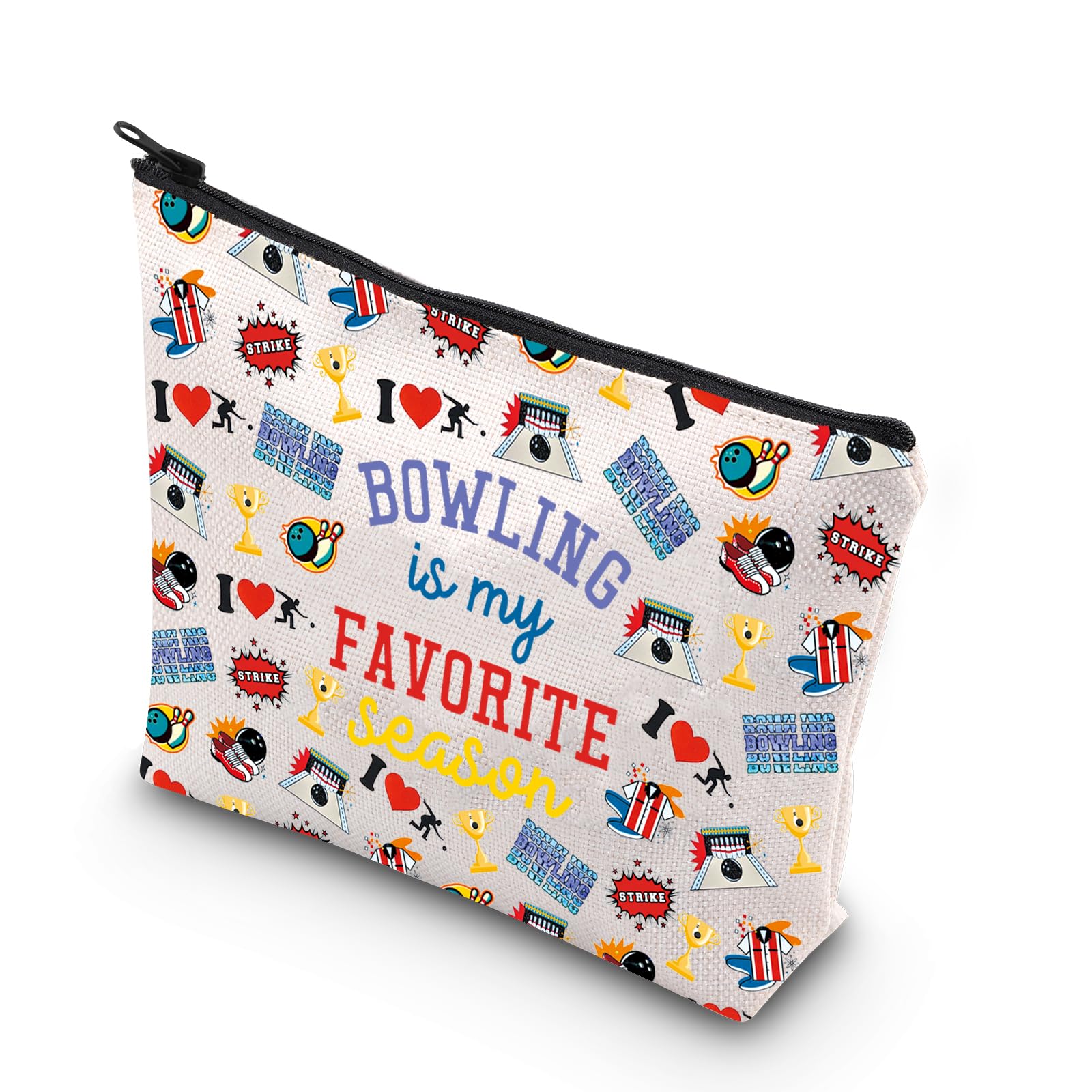 TSOTMO Bowling Themed Makeup Bag - Perfect Gift for Bowling Lovers, Game Day Sports Enthusiasts (Bowling Is My Favorite Season) - Great for Cosmetics Storage & Bowling Alley Essentials