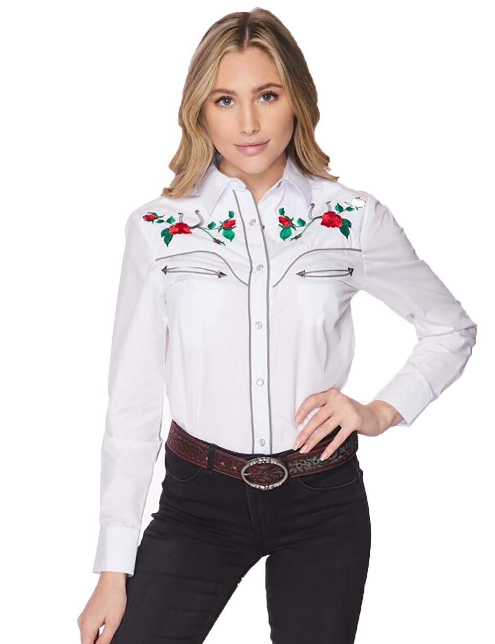 RCCO RODEO CLOTHING COMPANY Women's Embroidered Western Button Down Shirts - Stylish Cowgirl Dress Shirts for Casual Wear, Rodeo Events & Country Fashion