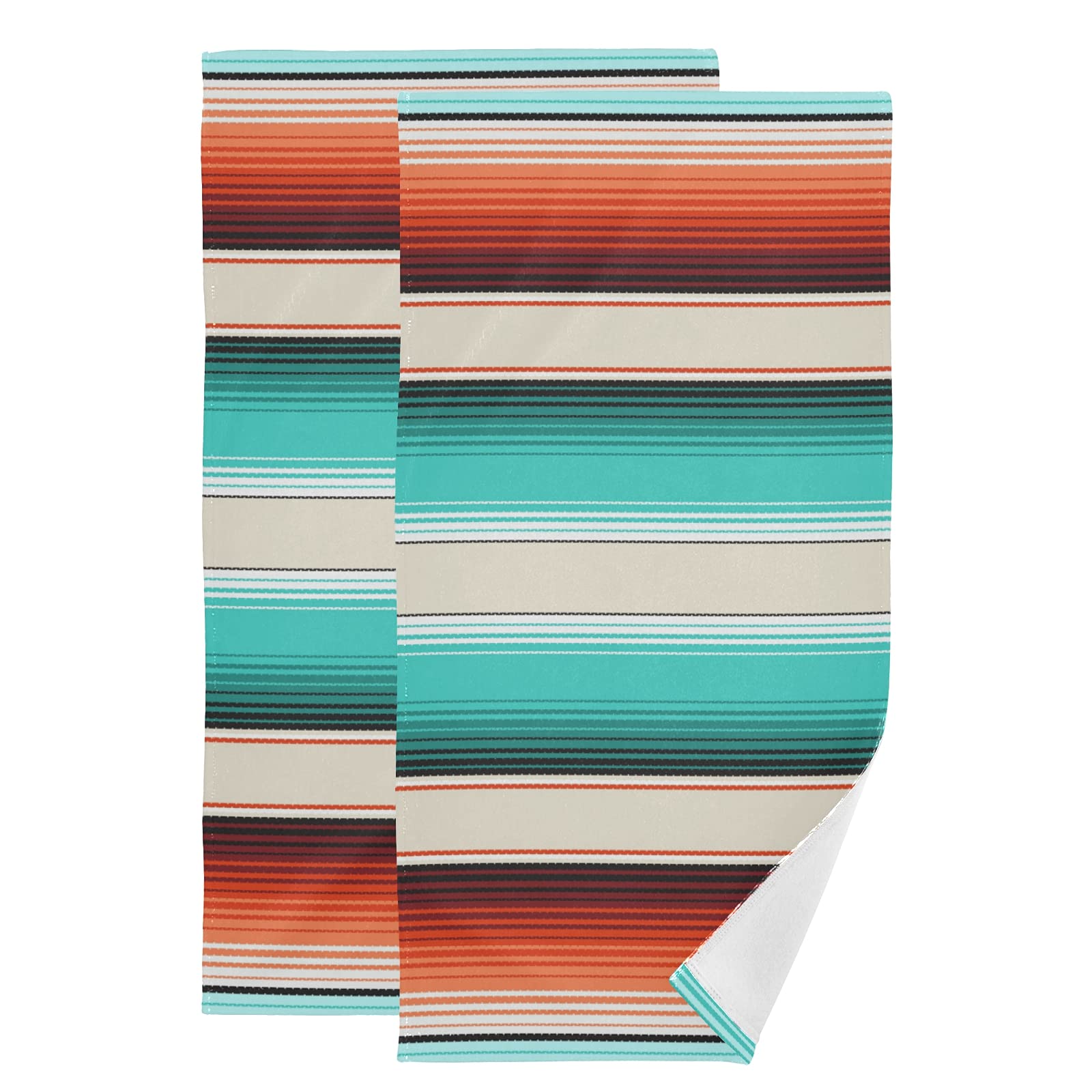 Premium Xigua 2-Piece Bath Towel Set - Soft, Absorbent Face & Hand Towels for Bathroom, Gym, Travel - Mexican Serape Striped Design for Home & Shower Use