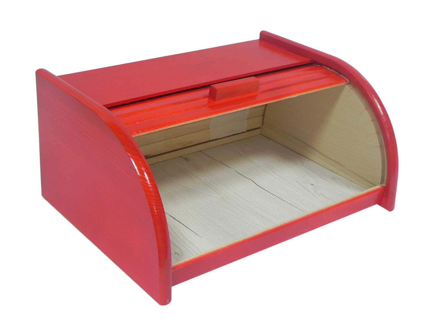 Wooden Bread Box with Roll Top or Drop Down Door - Kitchen Storage for Bread Loaves, Buns & Pastries (24 Styles, Red, Small) - Perfect for Countertop Organization & Rustic Kitchen Decor