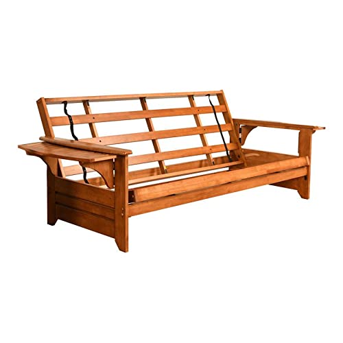 Pemberly Row Full-Size Traditional Hardwood Bed Frame in Barbados Brown - Solid Wood Bed Frame for Master Bedroom & Guest Room