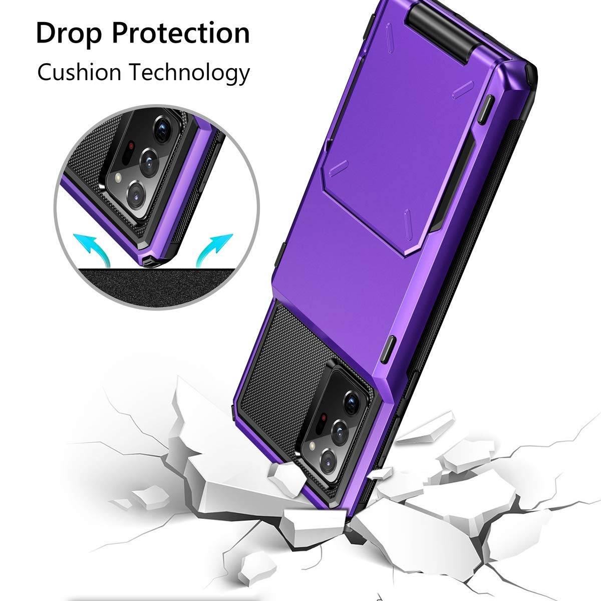 Samsung Galaxy Note 20 Ultra 5G Case - Vofolen Wallet Flip Cover with 4 Credit Card Slots, Dual Layer Protective Hybrid Hard Shell & Bumper Armor | Perfect for Business Professionals & Travelers (6.9 Inch, Purple)