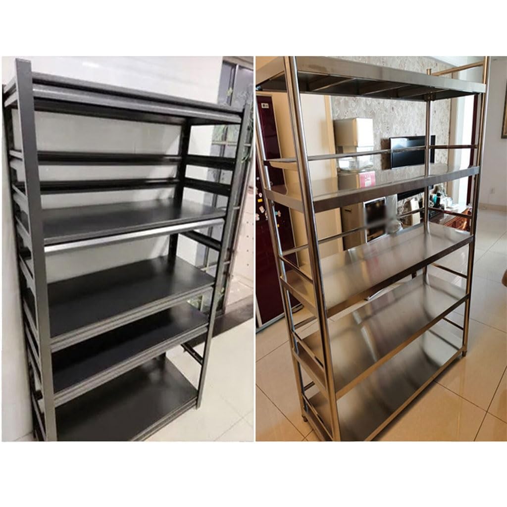 ENGENDER Heavy Duty Carbon Steel Kitchen Storage Rack - Floor Standing Fenced Organizer for Microwave Oven, Cookware & Pantry Items - Perfect for Small Kitchen, Balcony & Living Room Storage Solutions