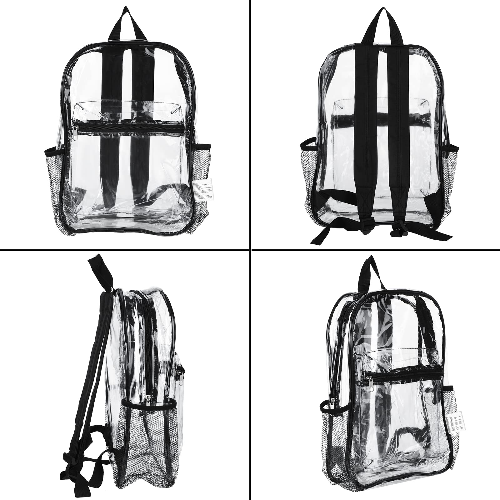 48 Pack Clear PVC Backpacks Bulk - Heavy Duty Transparent Bookbags with Pockets for School, Work & Travel (15 x 11 x 3.6 Inches) - Perfect for Stadium Security, Concerts, Airports & Theme Parks