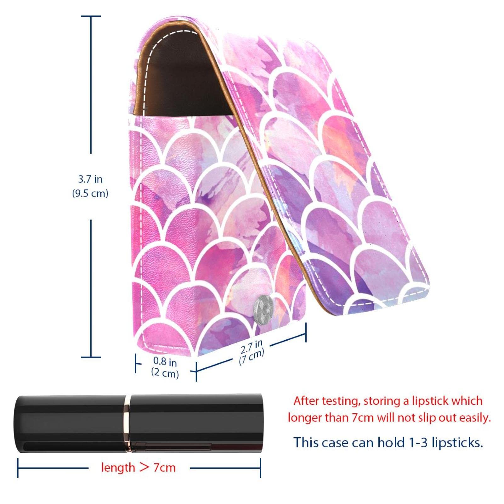 Personalized Lipstick Case - Portable Makeup Bag & Cosmetic Pouch with Mermaid Scales Pattern (Pink) - Perfect for Travel, Daily Use & Gift Giving - Lipstick Holder & Makeup Organizer