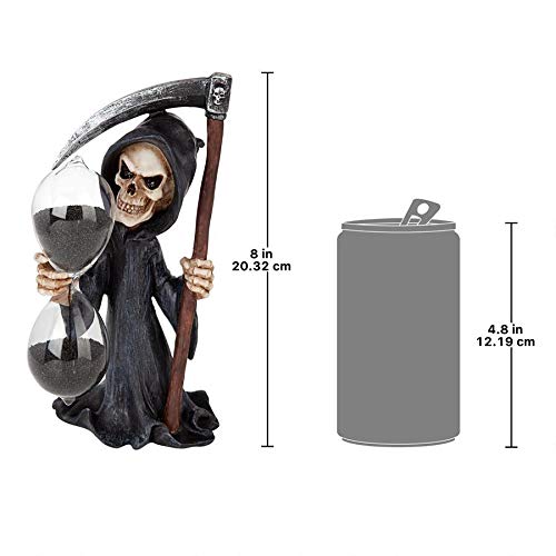 Design Toscano Grim Reaper Sand Timer Hourglass Statue - Gothic Home Decor for Halloween, Office Desk & Dark Academia Aesthetic