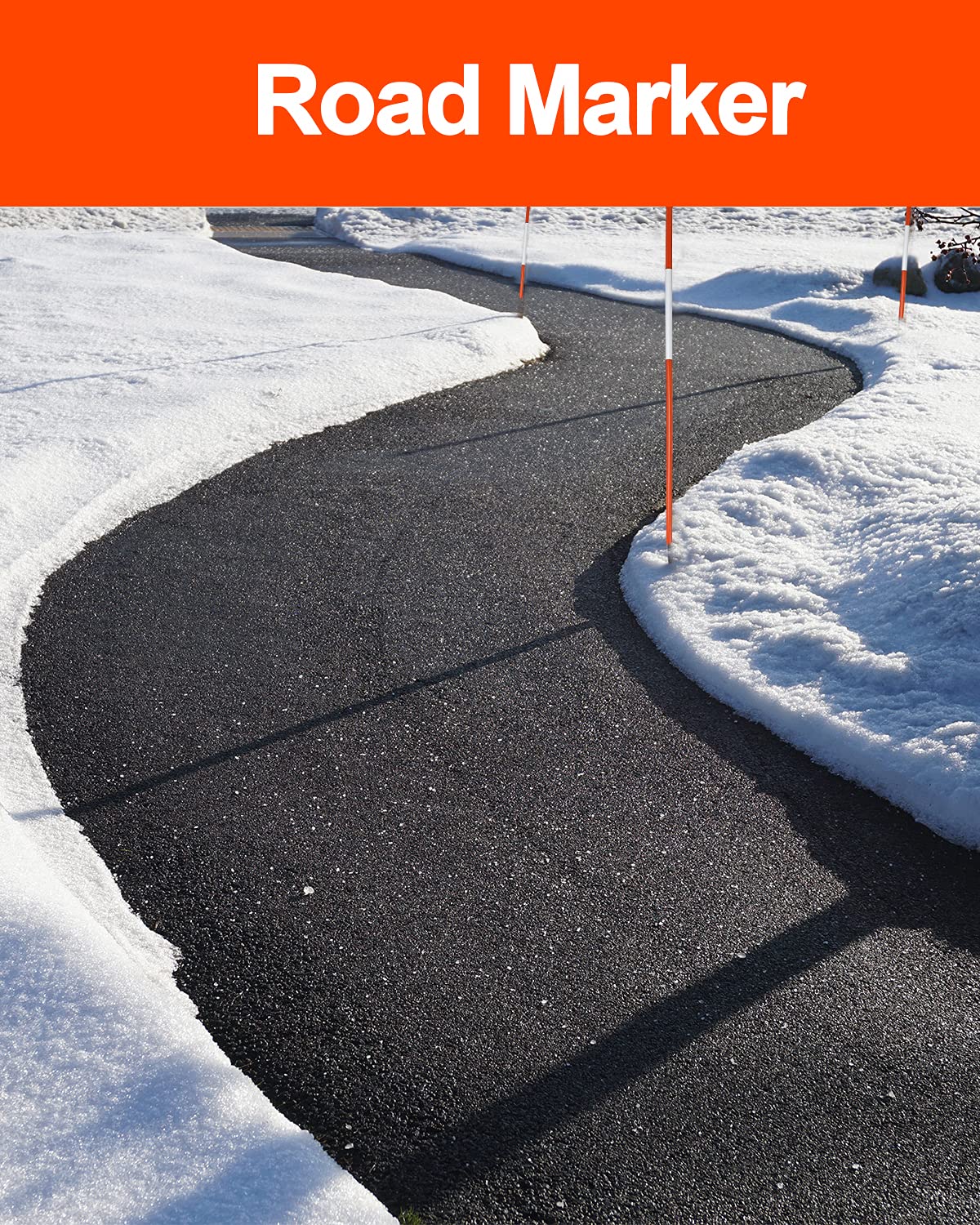 100 Pcs Driveway Reflective Safety Markers - 72 Inch Snow Stakes with High Visibility Reflective Tape, 5/16 Inch Diameter Snow Pole Stakes for Parking Lots, Home Driveways & Roadside - Winter Safety Markers for Snow Removal, Property Boundaries & Night Visibility