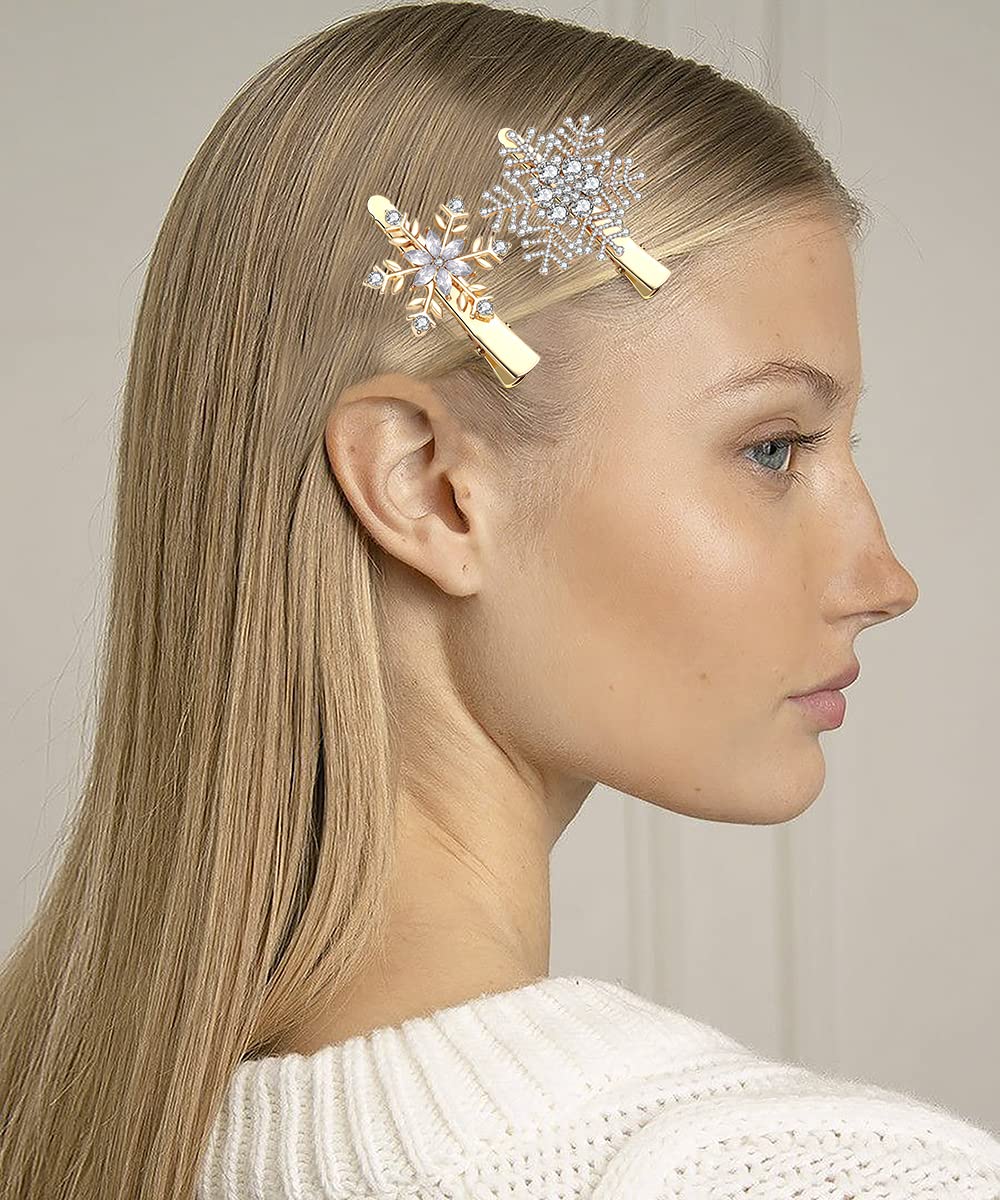 10 Pack Christmas Snowflake Hair Clips for Women & Girls - Sparkling Rhinestone Winter Hair Accessories for Holidays, Weddings & Bridal Gifts (Perfect for Christmas Parties, Winter Festivals & Special Occasions)