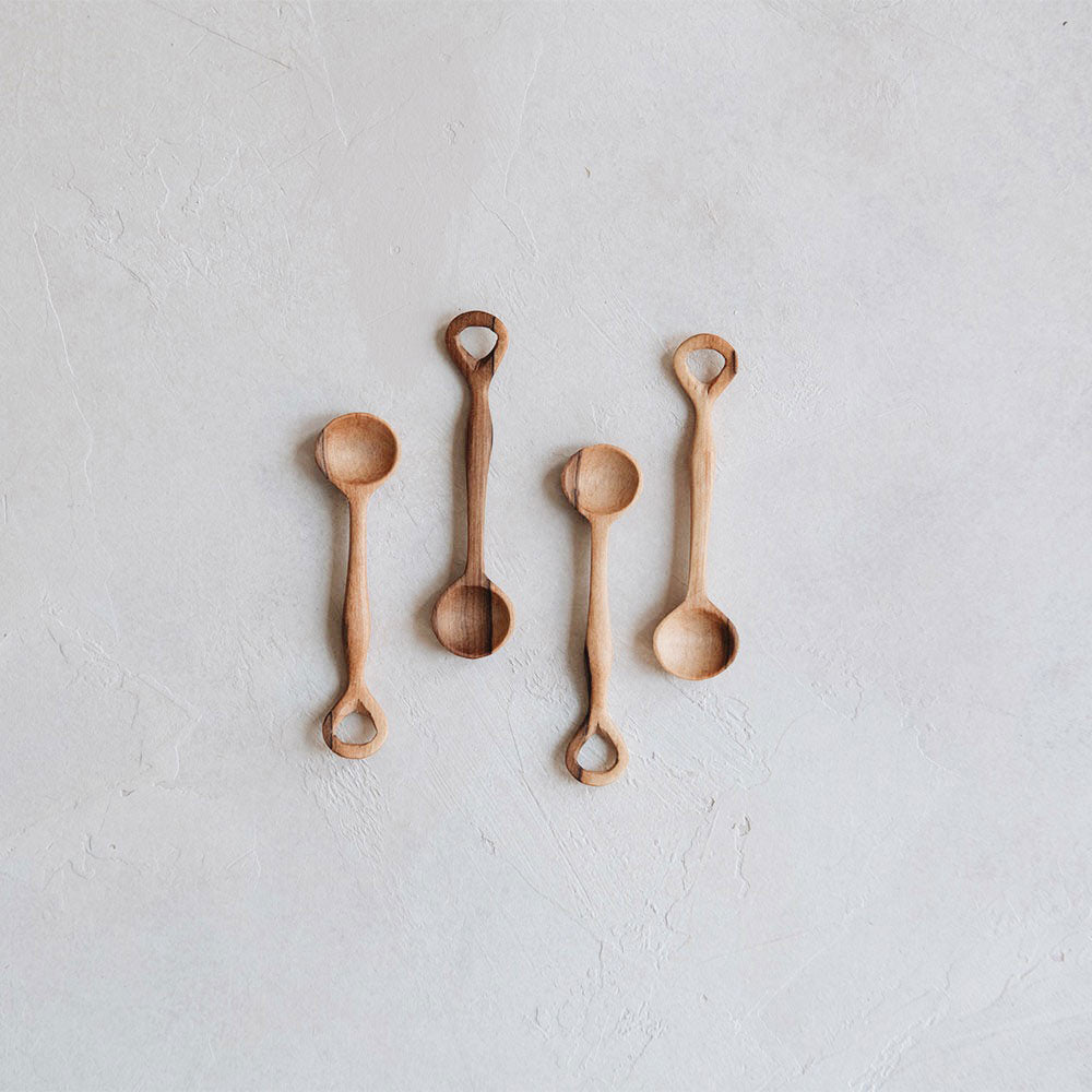 Mini Wooden Spice Spoon Set - 6 Pack Natural Bamboo Measuring Spoons for Cooking, Baking & Tea - Perfect for Kitchen, Camping & DIY Crafts