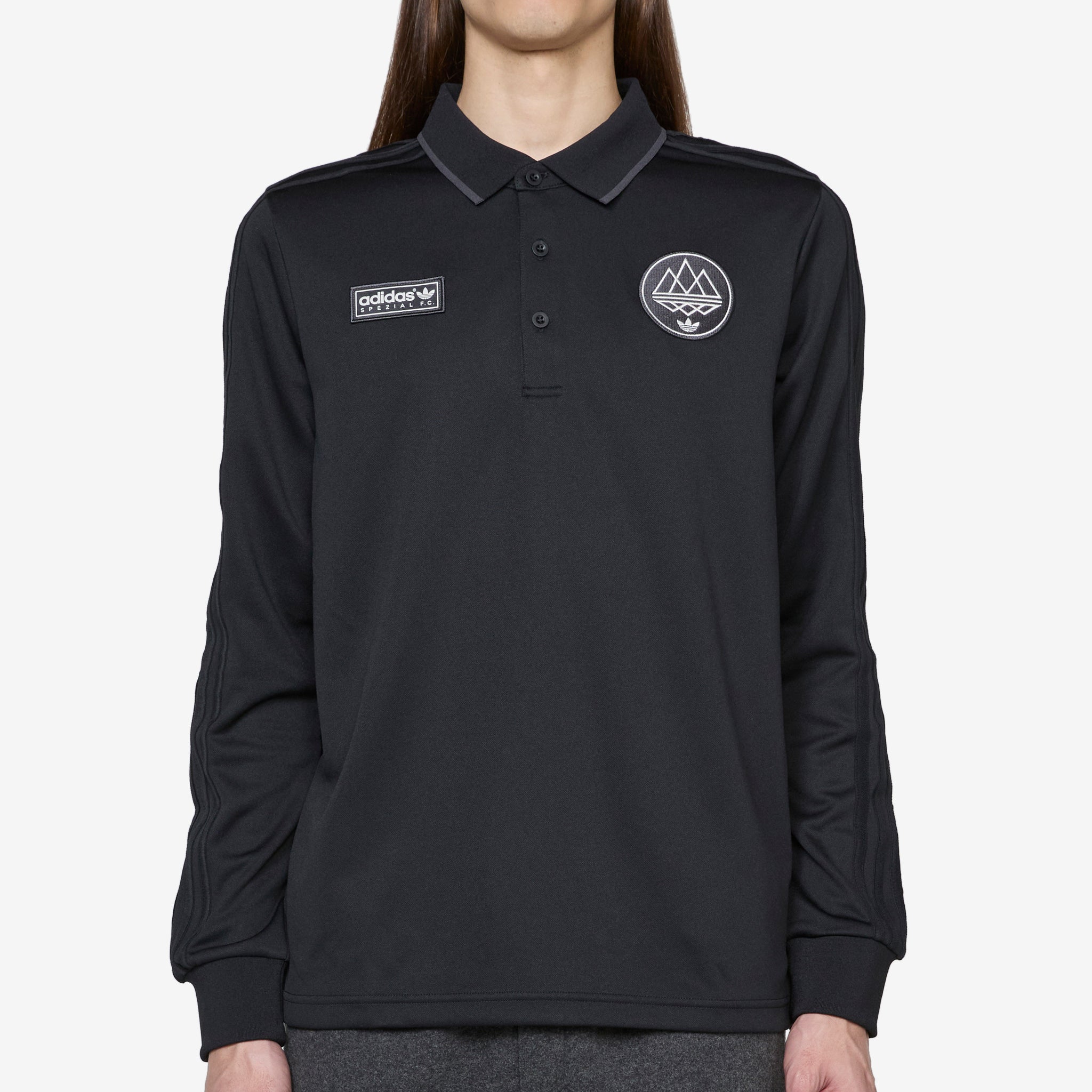 SPZL F.C. Long Sleeve Polo Shirt in Utility Black - Perfect for Casual Wear, Football Matches & Street Style Fashion