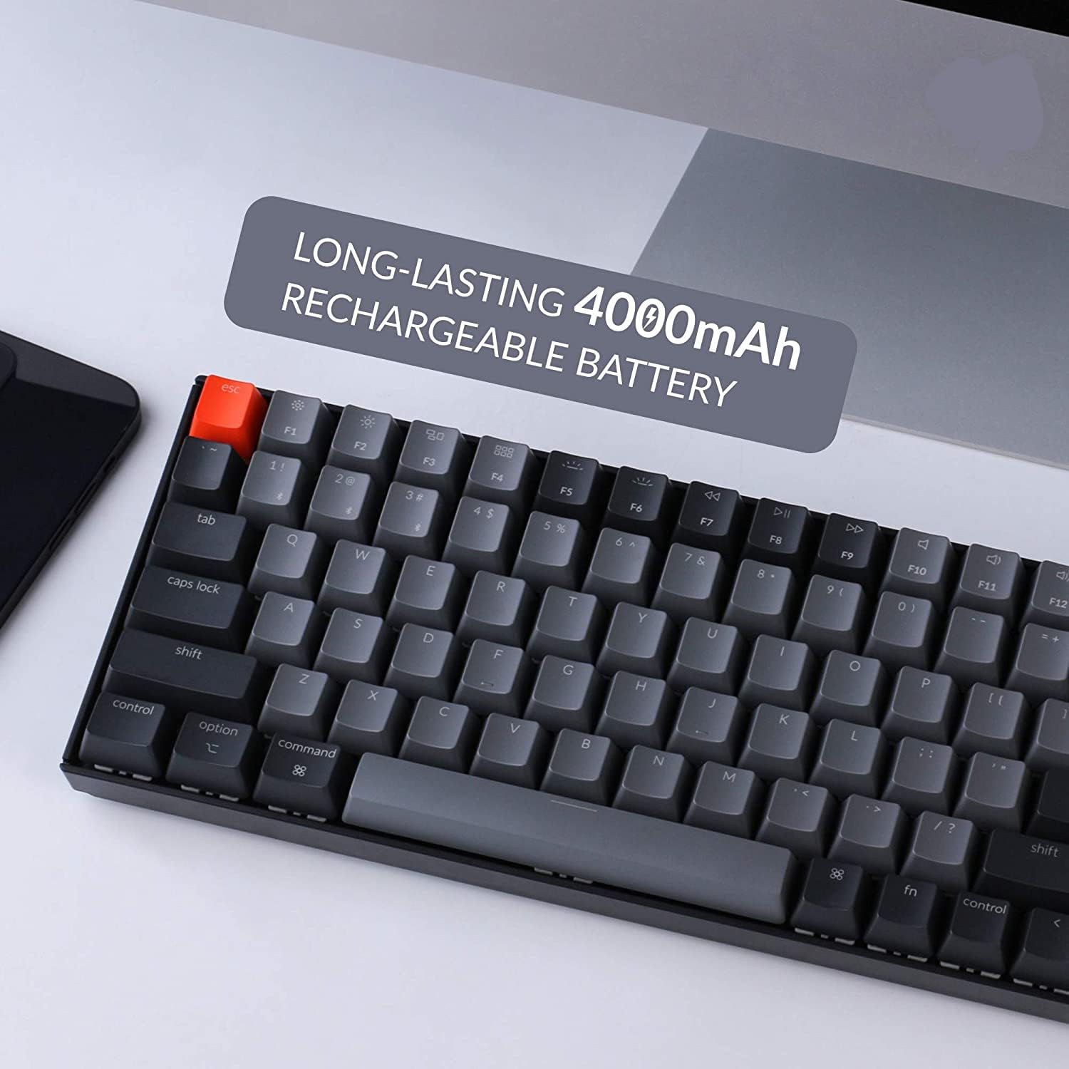 Keychron K4 Version 2 Wireless Mechanical Gaming Keyboard - 100-Key Bluetooth/USB-C Wired Keyboard with White LED Backlight, Gateron G Pro Red Switches, 96% Compact Layout for Mac & Windows PC (Plastic Frame) - Perfect for Office Work, Gaming & Programming