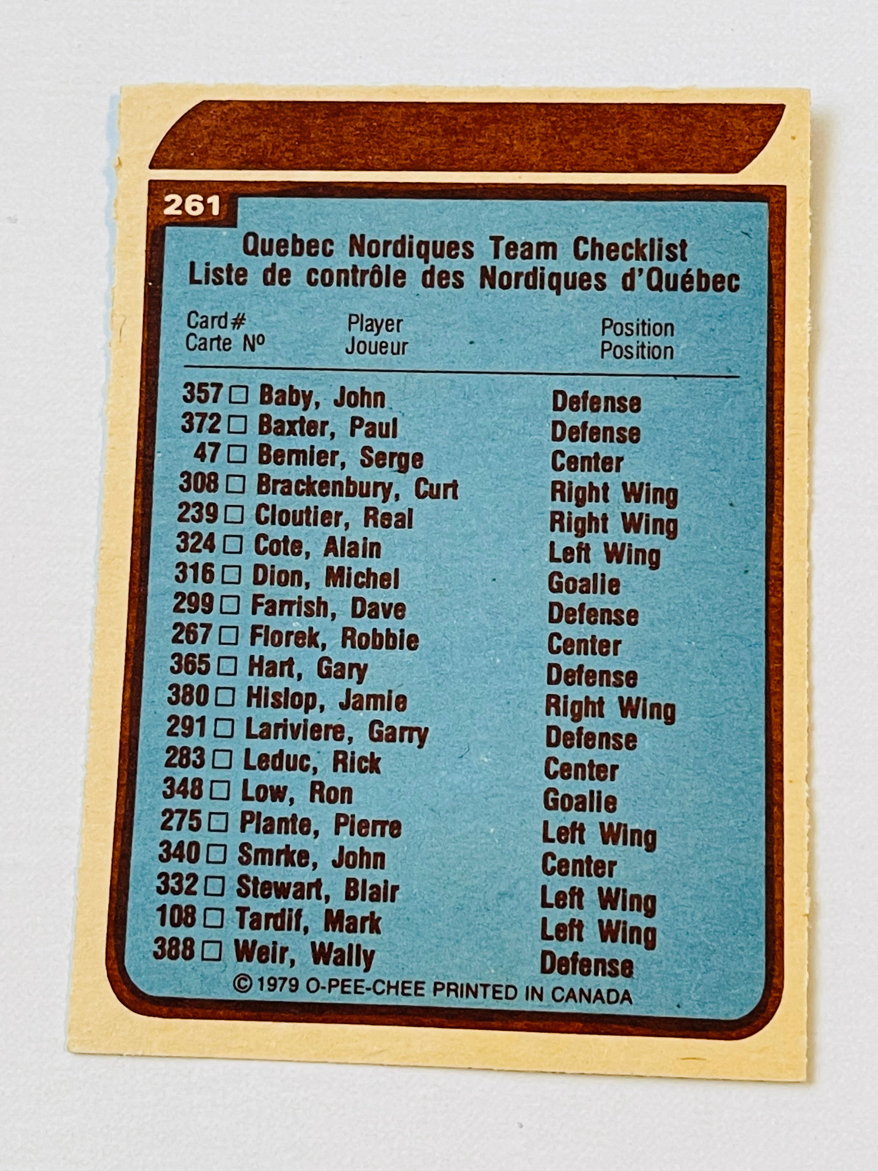 1979 Quebec Nordiques OPC Hockey Card - High Grade Condition - Perfect for Collectors & Sports Memorabilia Enthusiasts