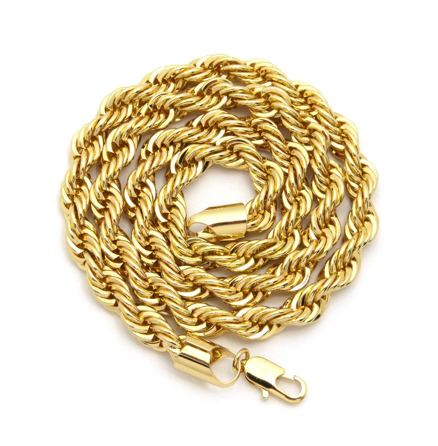 Icemond 8mm Thick Gold Tone Rope Chain Necklace for Men & Women - 20