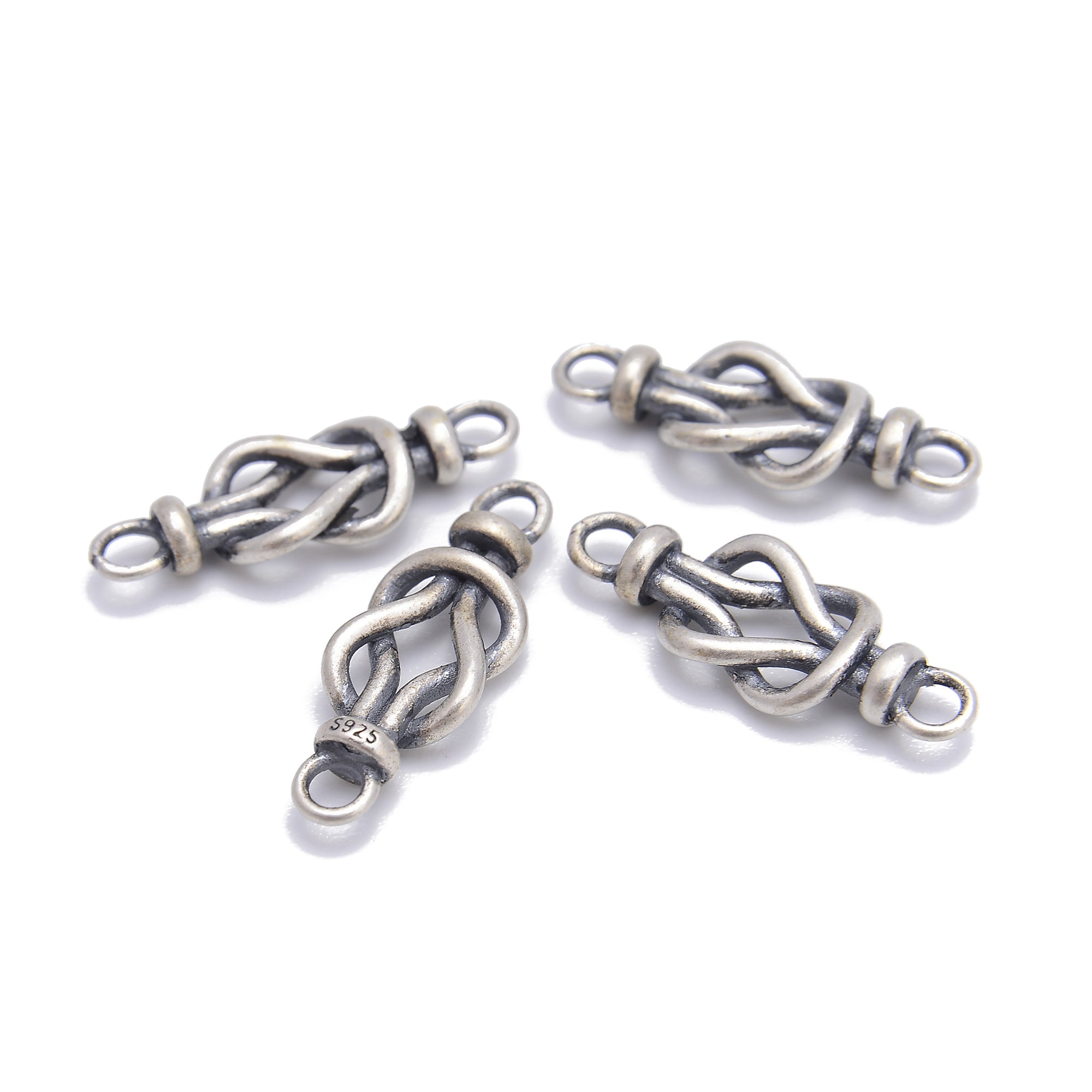925 Sterling Silver Anti-Tarnish Rope Connector - 8.5x17mm (2Pcs/Bag) - Jewelry Making Supplies for Necklaces, Bracelets & DIY Crafts