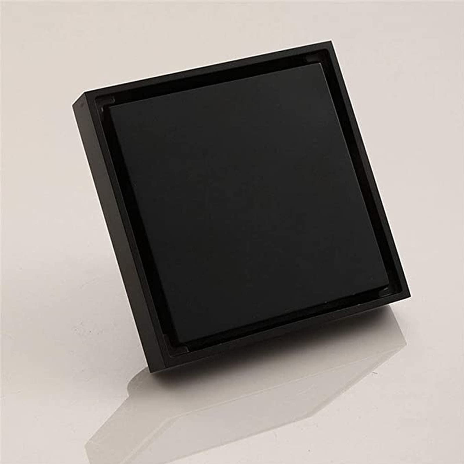 4 Inch Square Shower Drain - Heavy Duty Brass Floor Drain with Black Finish - Hidden Shower Waste Drain for Bathroom & Wet Room Installation - Perfect for Modern Tile Showers and Walk-In Shower Designs