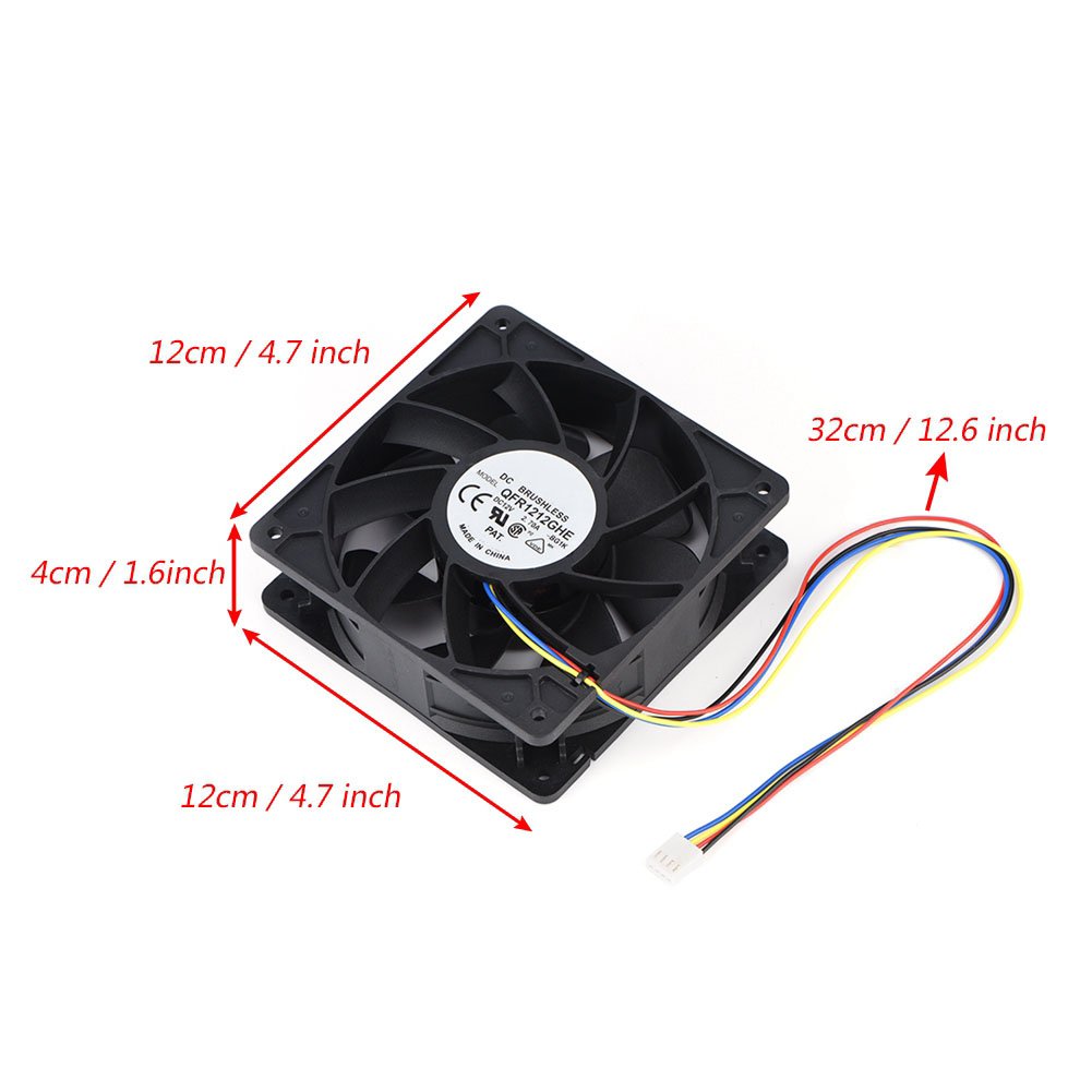 Tosuny Ultra Quiet 120mm Computer Case Fan - 6000RPM High Speed Cooling Fan with 4-Pin PWM Connector, DC 12V 2.7A for PC, Gaming Rig, Antminer S7/S9 & Cryptocurrency Mining Rigs - Perfect for Overclocking and System Cooling