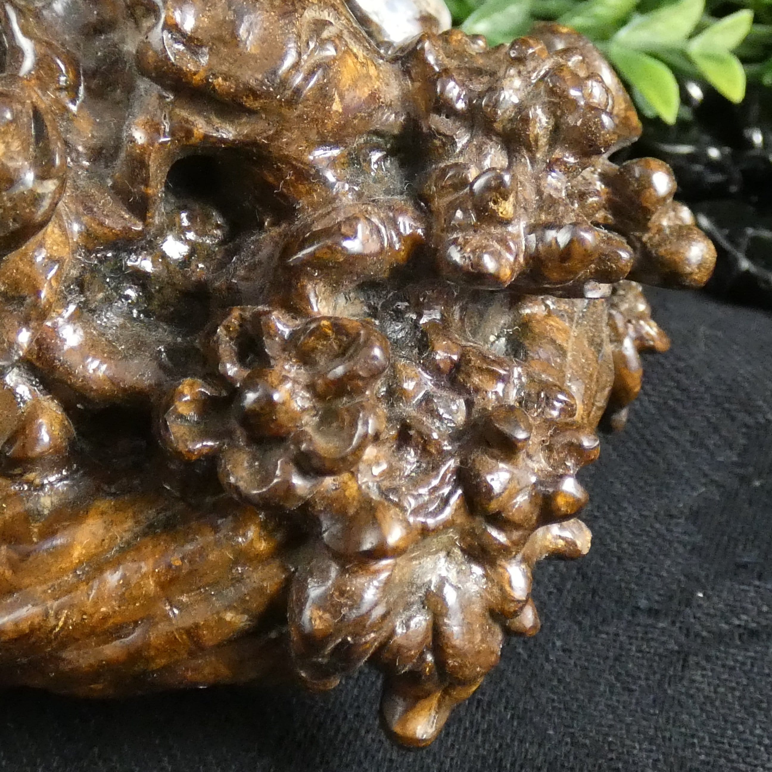 Natural Boulder Opal Flower Basket Carving - Handcrafted Gemstone Home Decor for Living Room, Office & Gift Giving