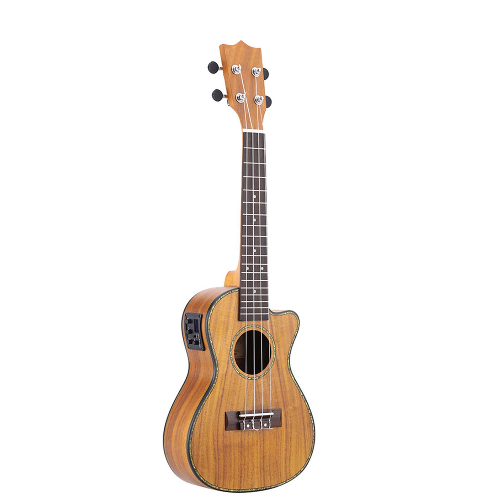 Summina 24-Inch Cutaway Ukulele - Professional Hawaiian Guitar with LED EQ, Koa/Plywood Body, Cowry Shell Brims & OX Bone Saddle - 4 String Acoustic-Electric Instrument for Beginners, Travel, Beach Performances & Home Decor