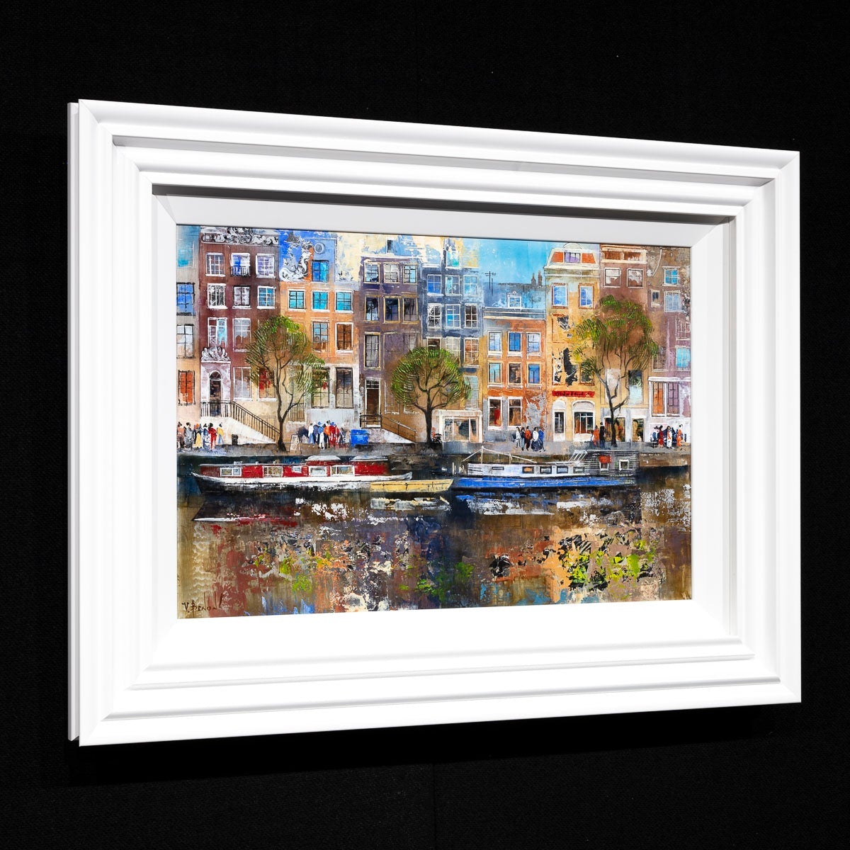 Original Amsterdam Stroll Canvas Art Print - Vintage Dutch Cityscape Wall Decor for Living Room, Bedroom & Office