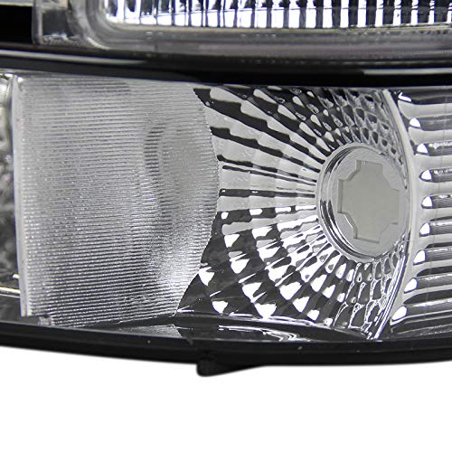 92-96 Ford F150 F250 F350 Bronco Chrome Clear Lens Headlights + Bumper + Corner Lamps - Upgrade Your Truck's Lighting for Night Driving & Off-Road Adventures