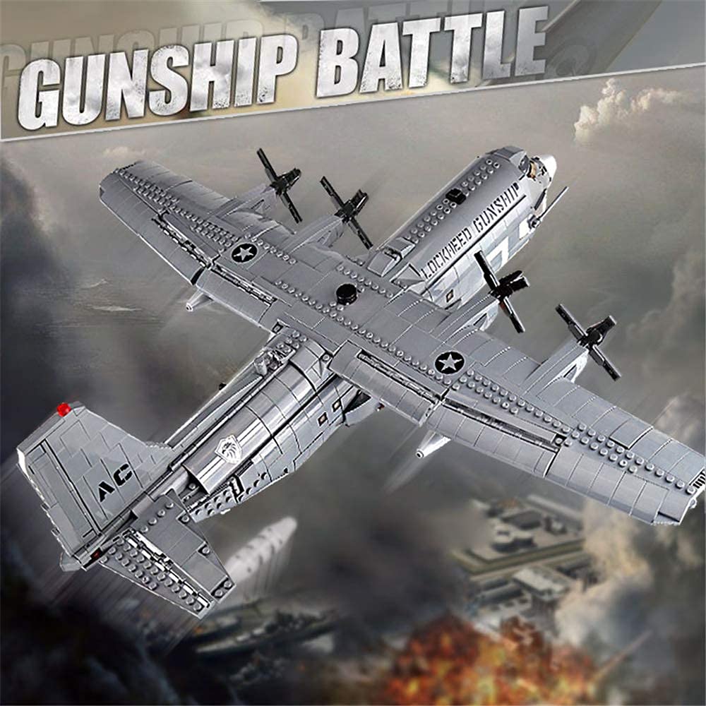 Xingbao Military Army Series AC130 Aerial Gunboat Building Blocks Set - 1500+ Pieces WW2 Aircraft Model, Educational STEM Toy for Adults & Kids, Compatible with LEGO - Perfect for Collectors, Display & WWII History Enthusiasts