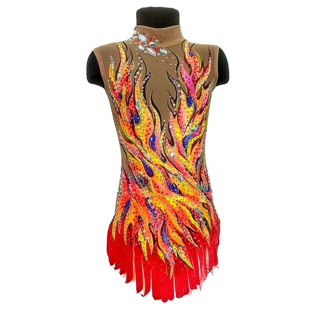 Women's & Girls' Rhythmic & Artistic Gymnastics Leotard - Red High Elasticity Handmade Sleeveless Dancewear for Competition & Performance | Perfect for Gymnastics, Ballet, Dance Shows & Training