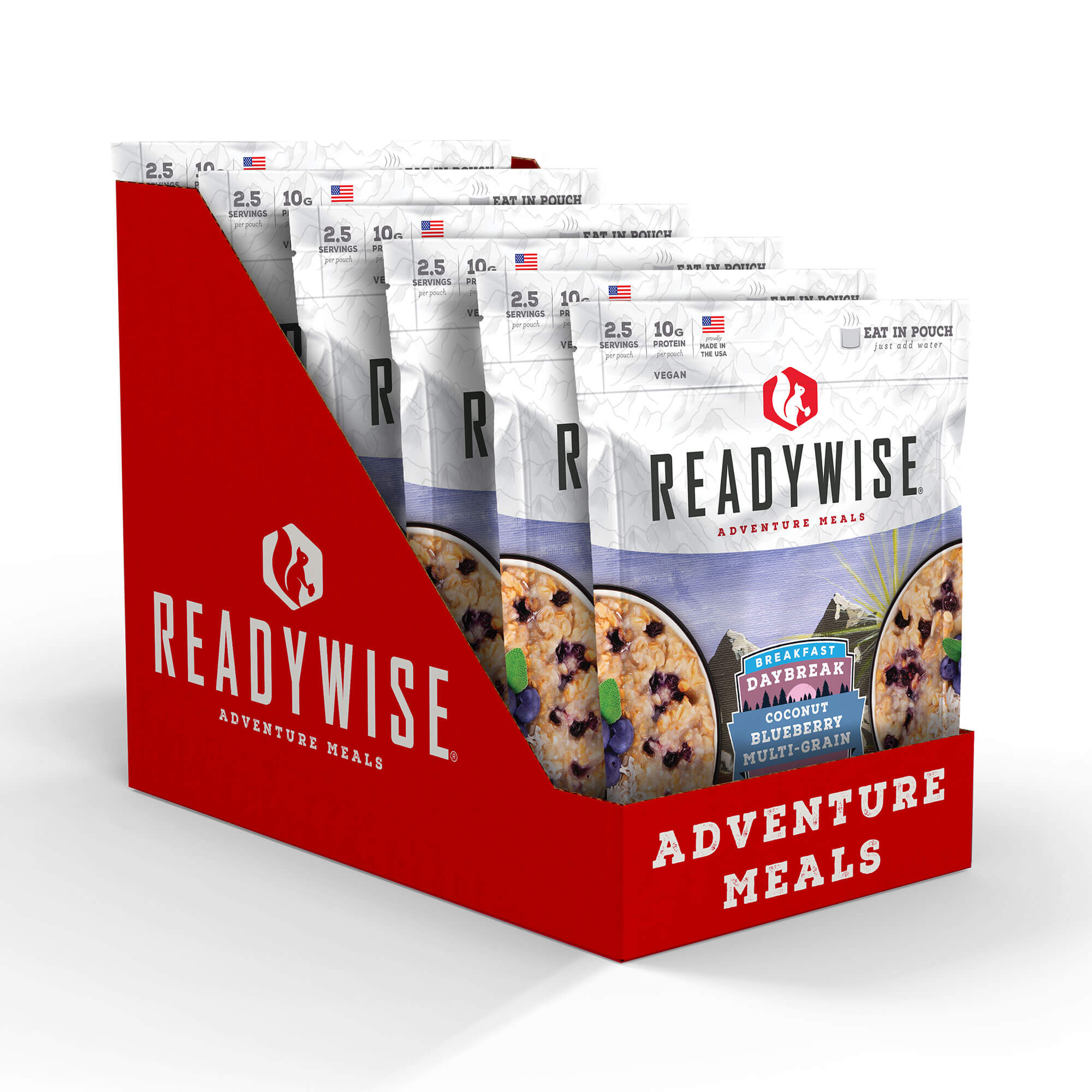 ReadyWise 6 Pack Case - Daybreak Coconut Blueberry Multigrain Breakfast Cereal Bars | Healthy On-the-Go Snacks for Camping, Hiking & Emergency Food Supply