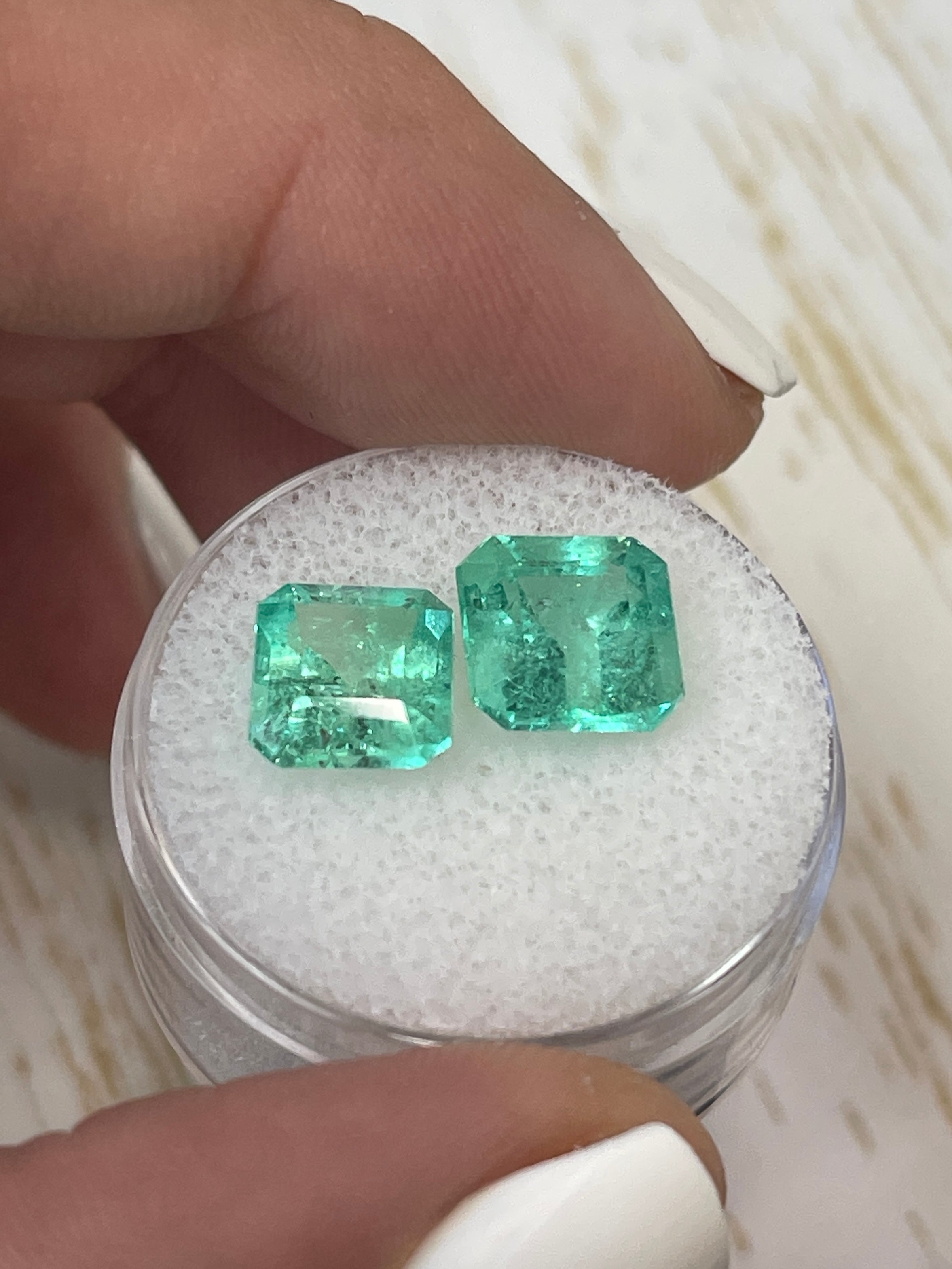 8.5x8mm Matching Loose Colombian Emeralds - Asscher Cut Natural Green Gemstones (5.49ctw) for Jewelry Making, Engagement Rings & Luxury Gifts