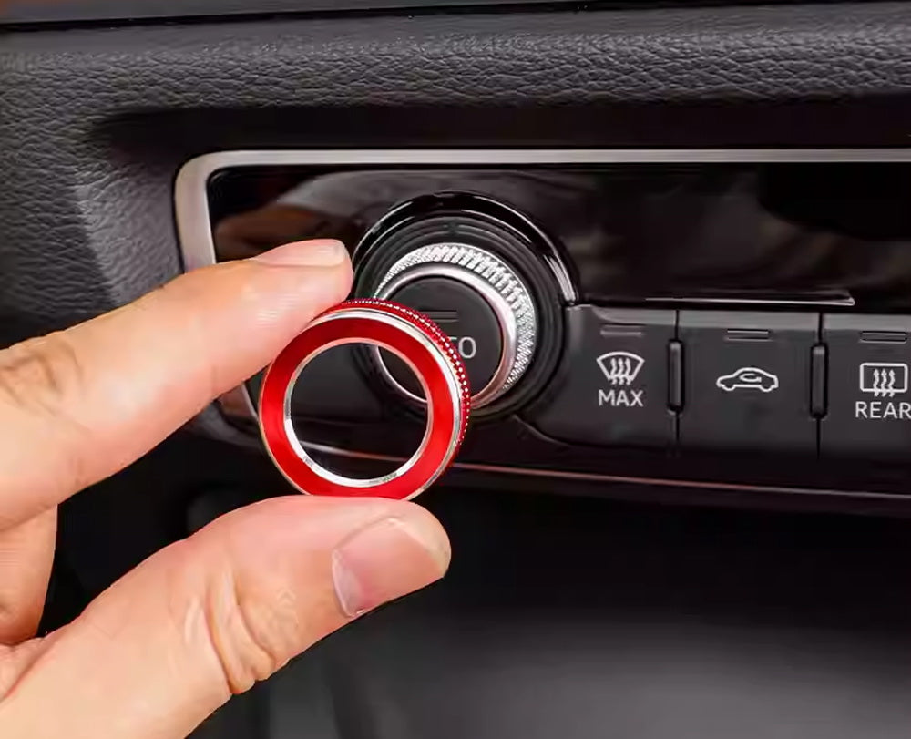 3-Piece Red Aluminum AC Climate Control Knob Covers for Audi 2015-2020 A3 & 2019+ Q3 - Upgrade Interior Accessories for Car Customization & Comfort