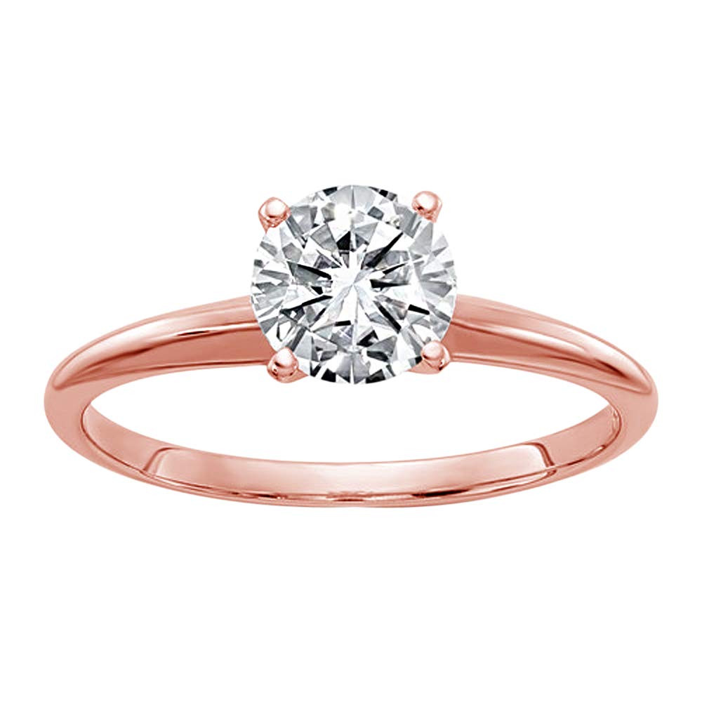 14K Rose Gold IGI Certified Diamond Solitaire Engagement Ring (D Color, SI1 Clarity, 0.18ct to 1ct) - Elegant Proposal & Wedding Jewelry for Her
