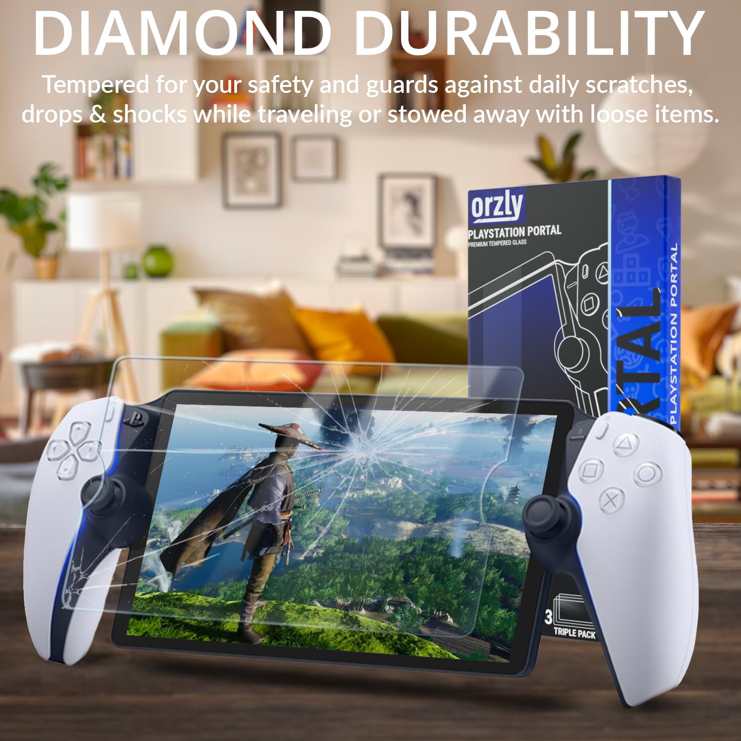 Orzly Tempered Glass Screen Protector for Playstation Portal Remote Player - 4 Pack, Anti-Scratch & Bubble-Free, Lifetime Protection - Perfect for Gaming On-The-Go & Travel Accessories