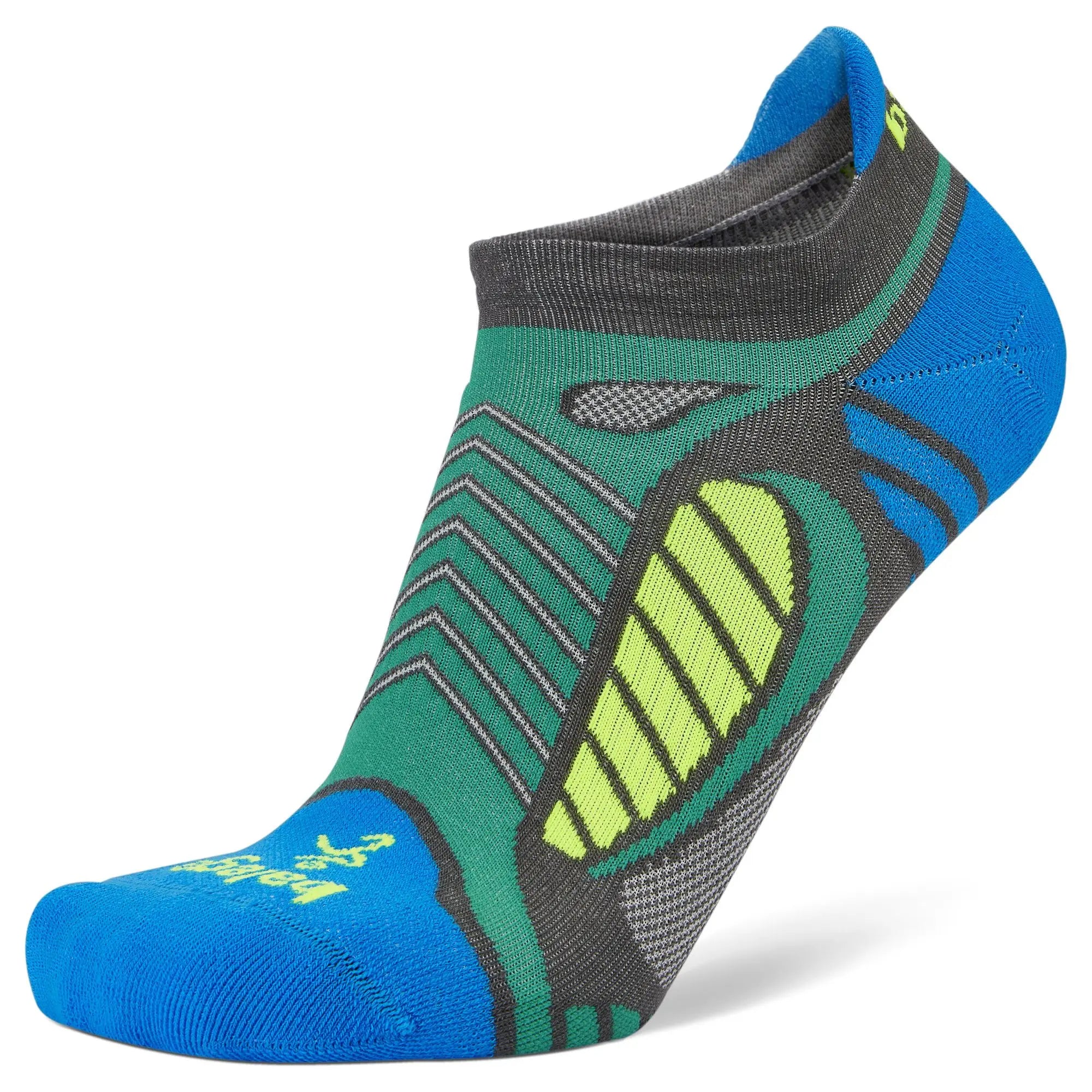 BALEGA No Show Ultra Light Running Socks - Light Grey/Bright Turquoise - Moisture Wicking & Breathable for Men & Women - Perfect for Gym, Jogging & Daily Wear