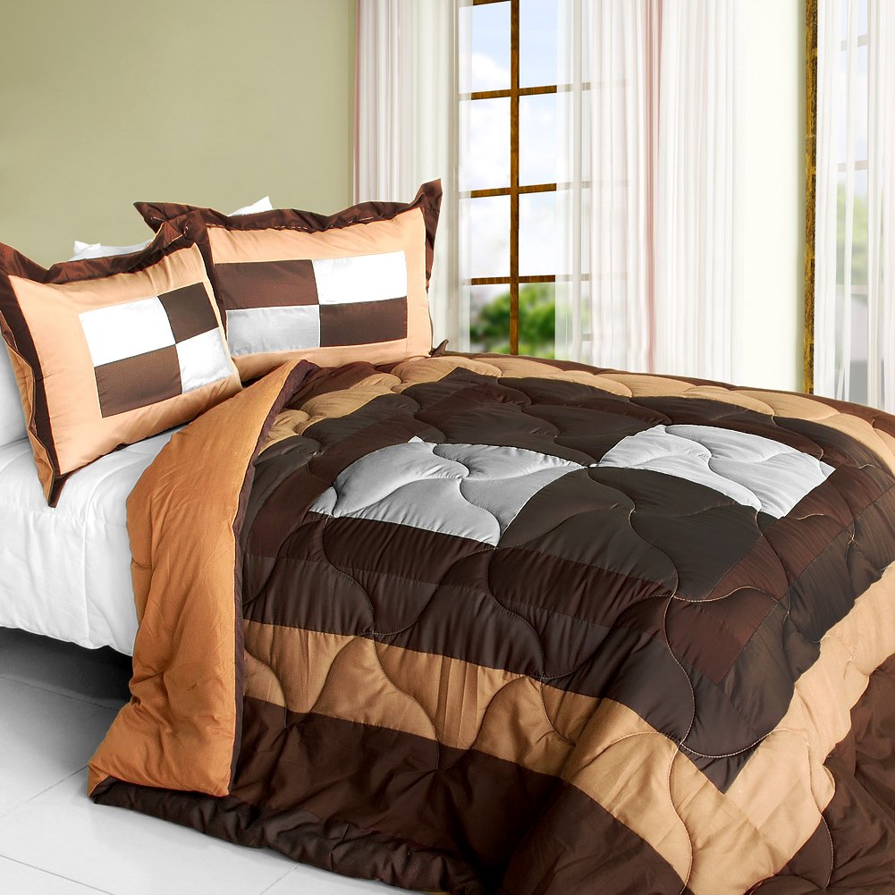 My Lilith Quilted Patchwork Down Alternative Comforter Set - Full/Queen Size | Soft & Hypoallergenic Bedding for Cozy Bedroom Decor