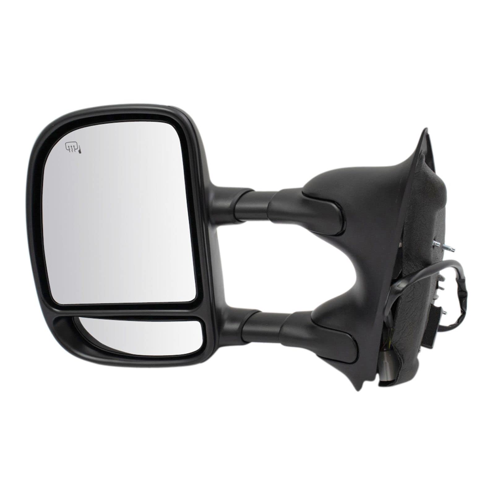 Heated Chrome Towing Power Side View Mirror - Left Driver Side (LH) Compatible with Ford Super Duty | Enhanced Visibility for Towing & Night Driving